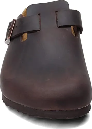0860131 BIRKENSTOCK BOSTON OILED LEATHER UNISEX LOAFERS SIZE 5M/7W - HABANA - Like New