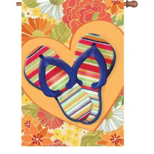 28 in. Beach House Flag - I Love Flip Flops