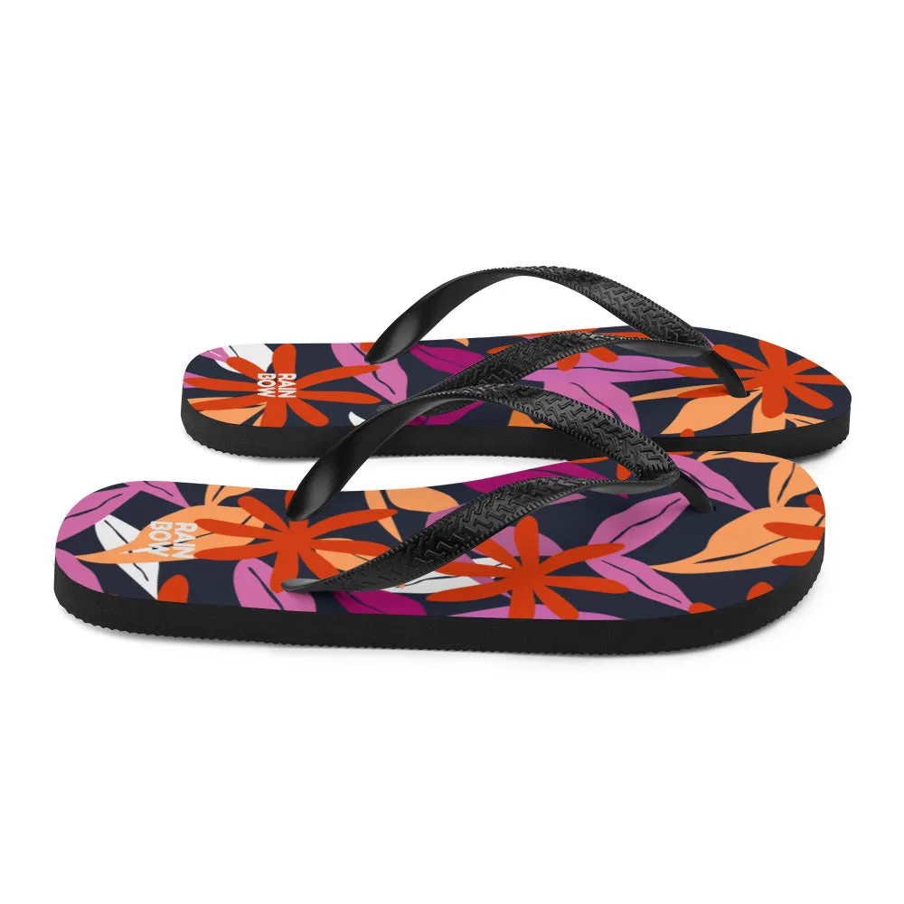 Abstract Floral Pattern Flip-Flops in Lesbian Colours