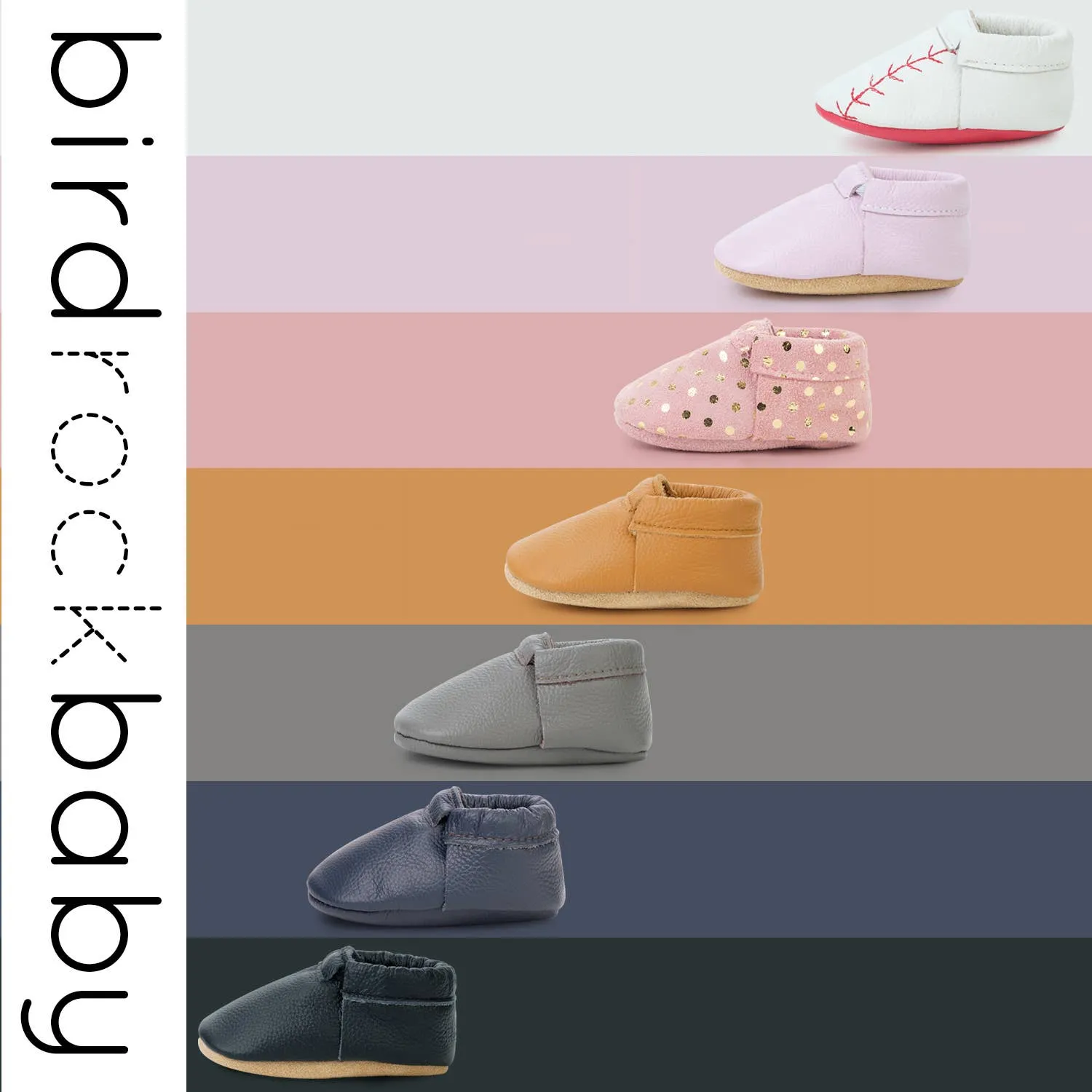 BirdRock Baby - Fringeless Baby Moccasins - Leather Baby Shoes (Gingersnap)