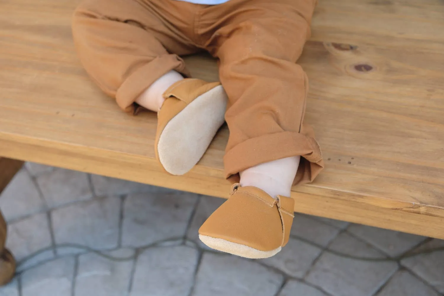 BirdRock Baby - Fringeless Baby Moccasins - Leather Baby Shoes (Gingersnap)