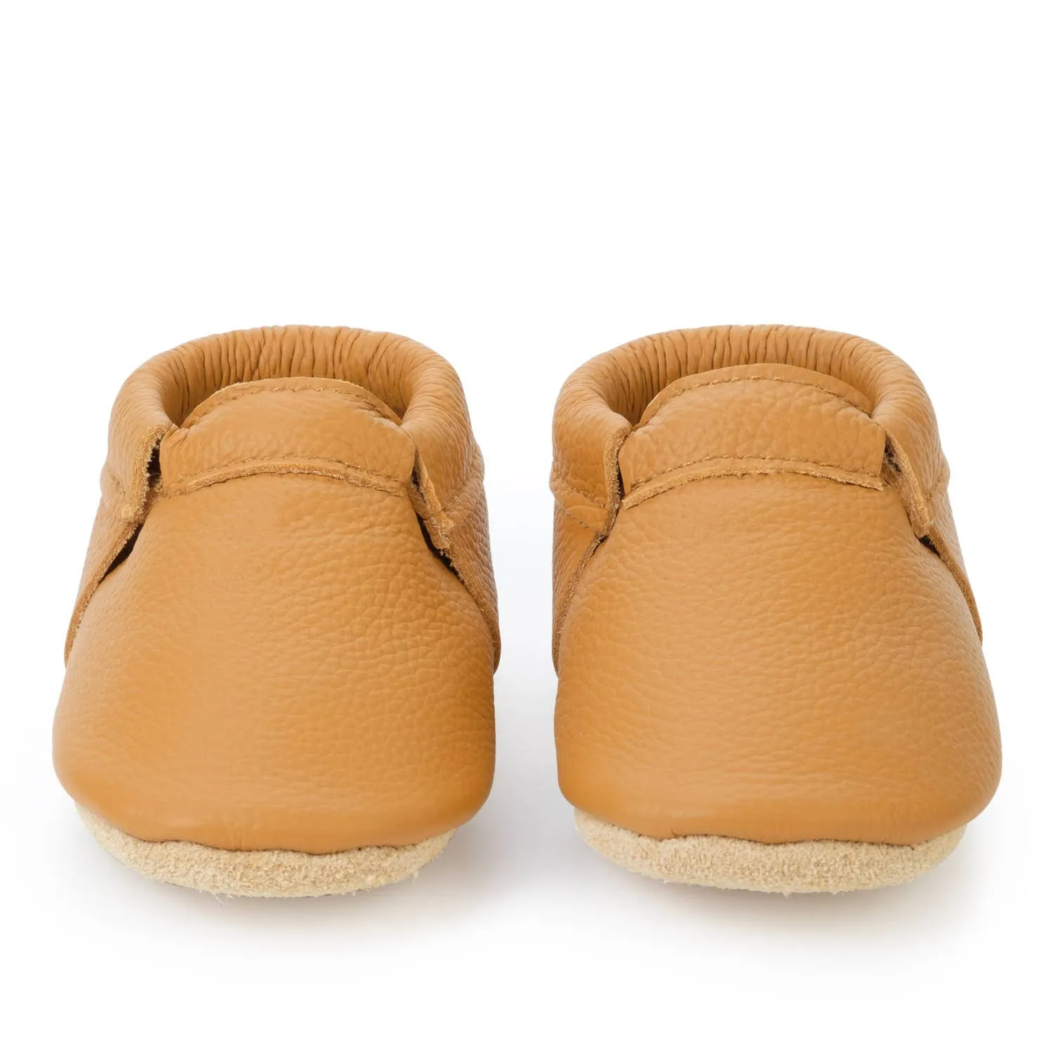 BirdRock Baby - Fringeless Baby Moccasins - Leather Baby Shoes (Gingersnap)