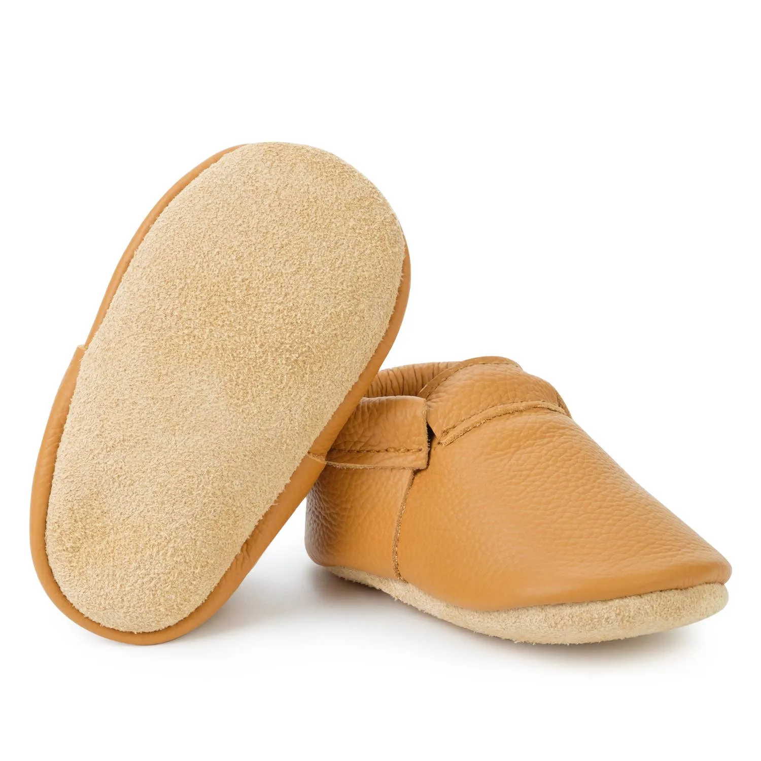BirdRock Baby - Fringeless Baby Moccasins - Leather Baby Shoes (Gingersnap)