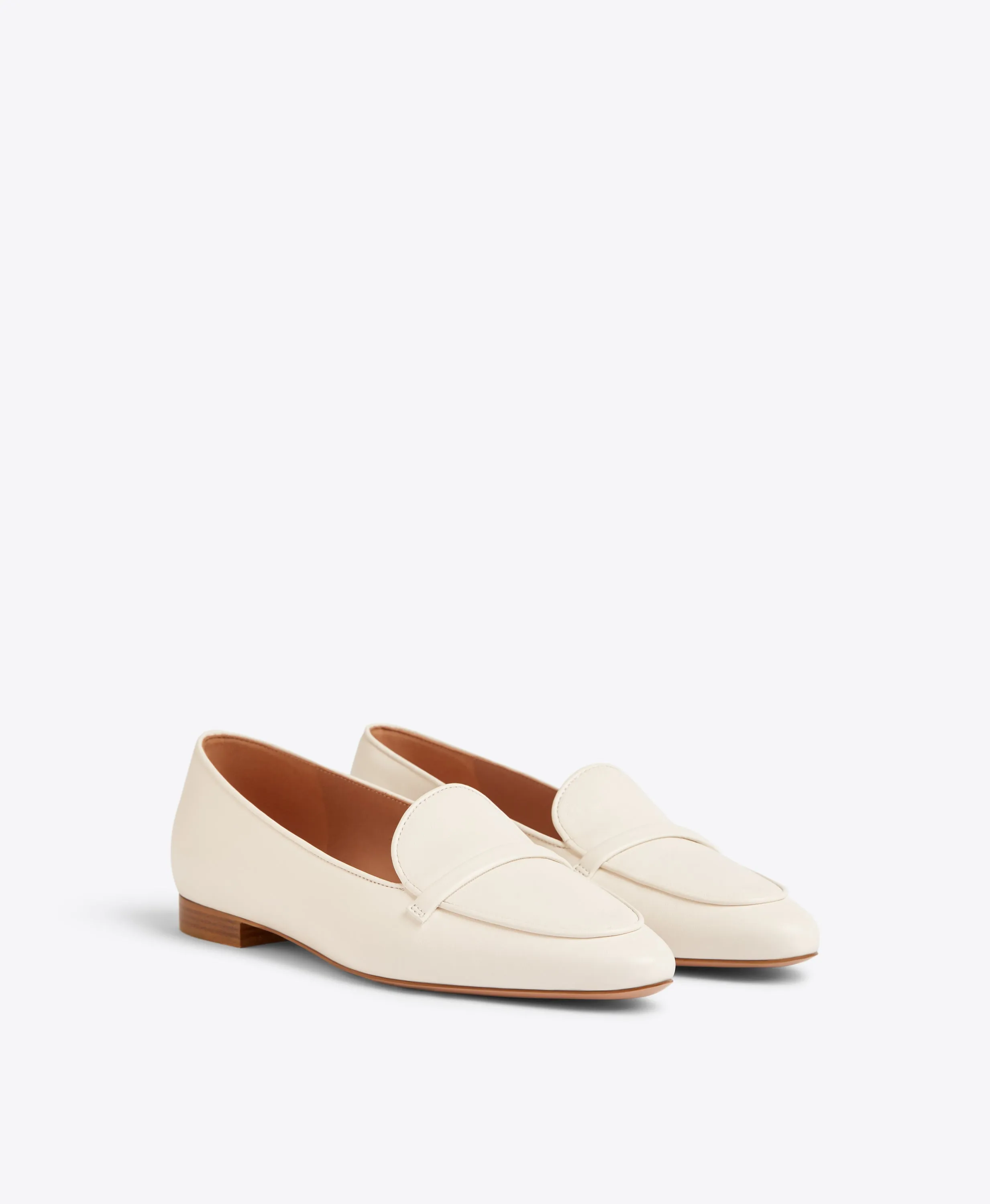 Bruni Cream Leather Loafers