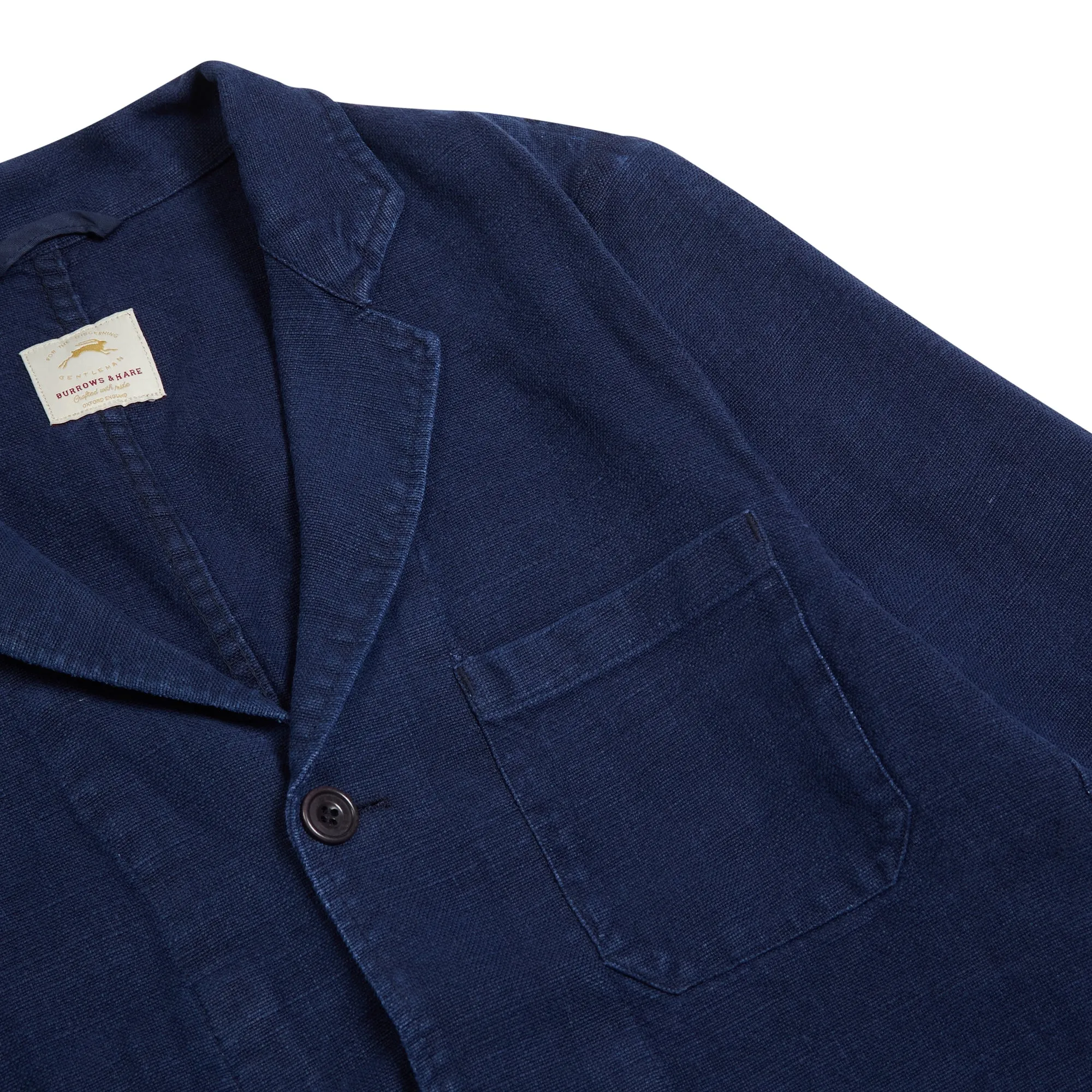 Burrows & Hare Linen Crosshatch Blazer - Navy
