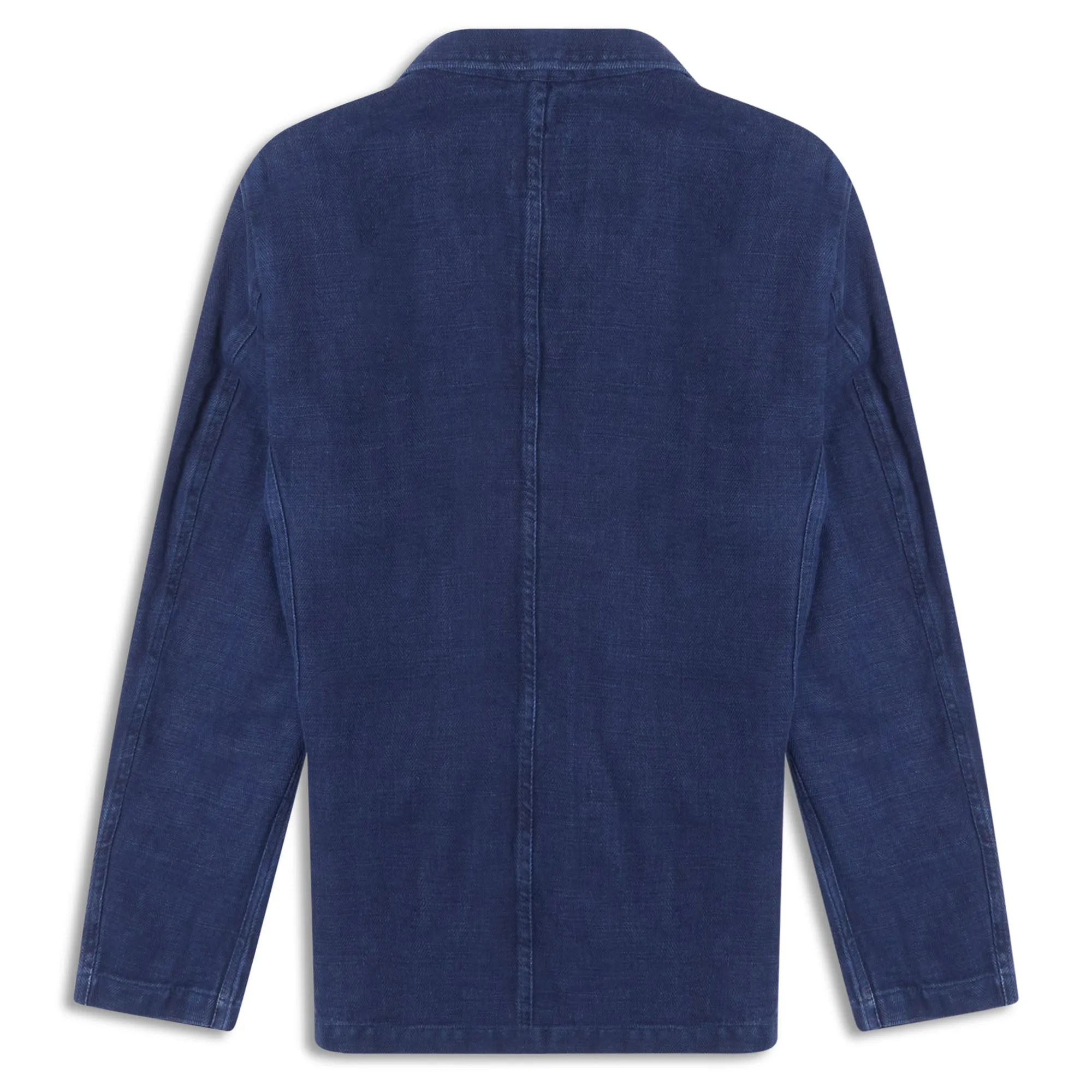 Burrows and Hare Linen Herringbone Blazer - Navy