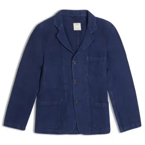 Burrows and Hare Linen Herringbone Blazer - Navy