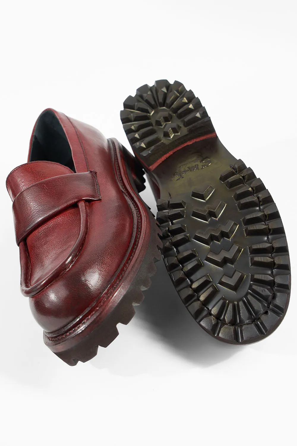 CAMDEN red-berry slip on shoes.