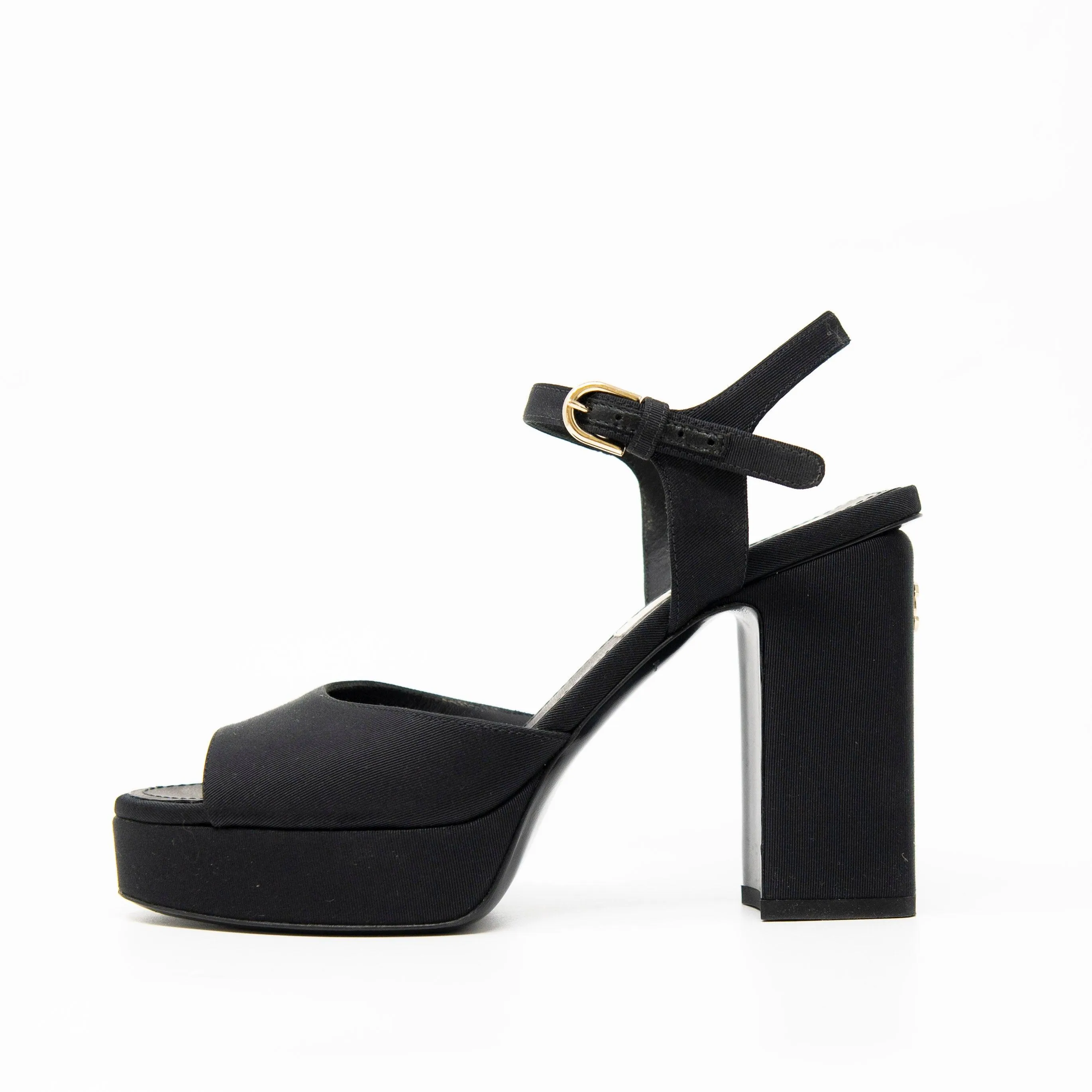 Chanel Black 22S Runway CC Platform Sandals 36.5