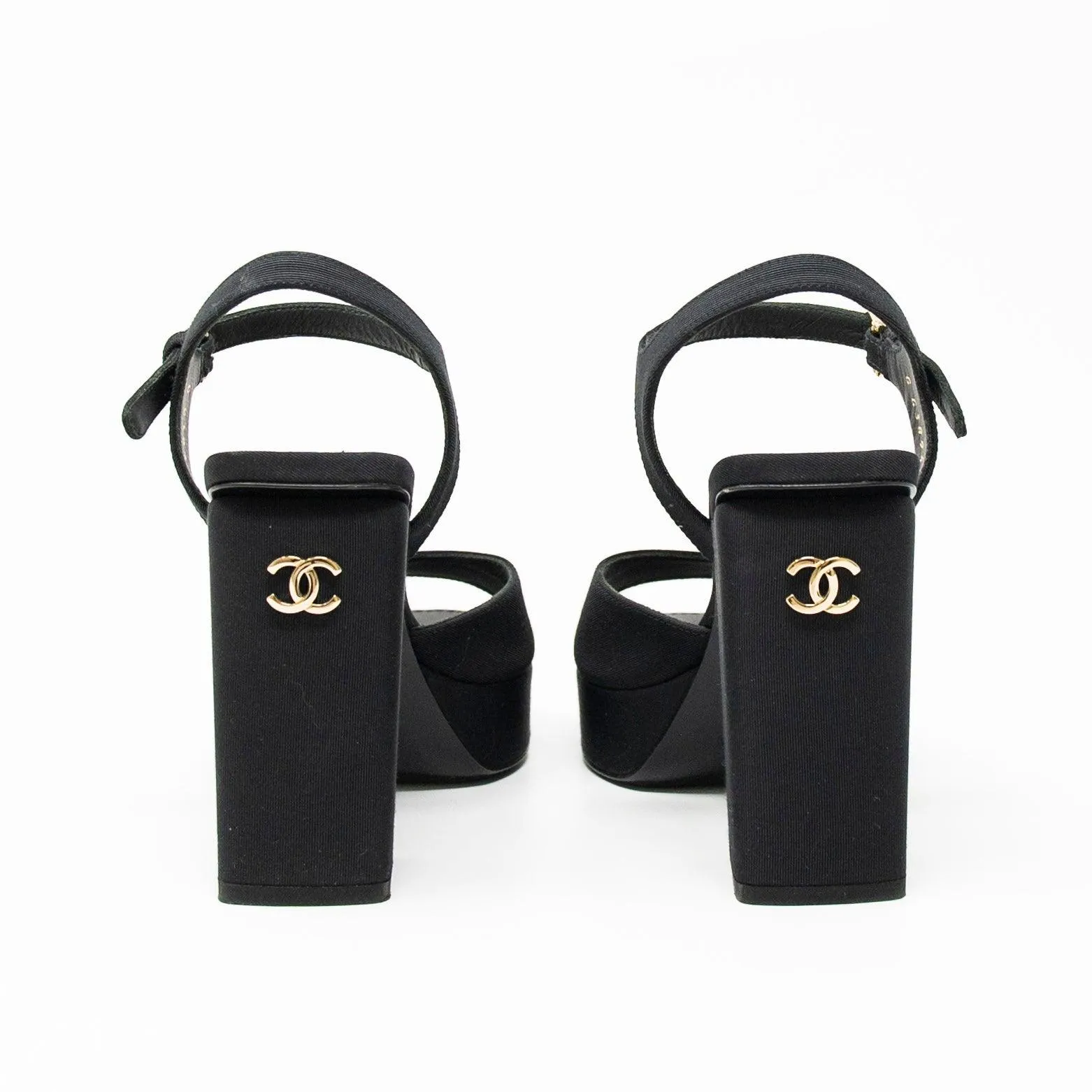 Chanel Black 22S Runway CC Platform Sandals 36.5