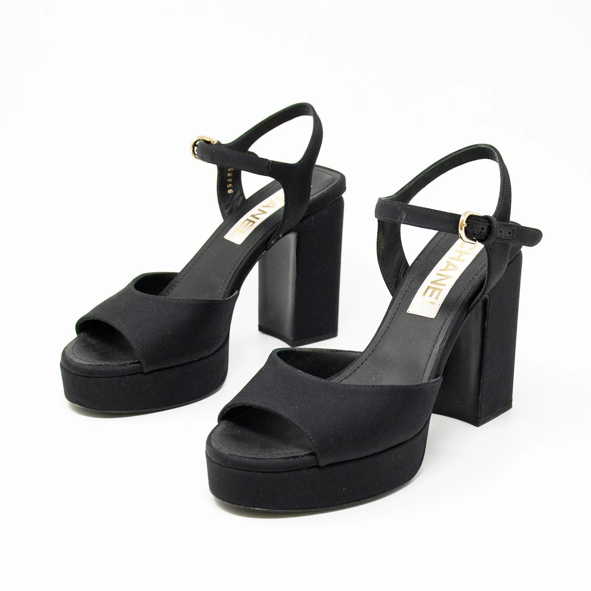 Chanel Black 22S Runway CC Platform Sandals 36.5