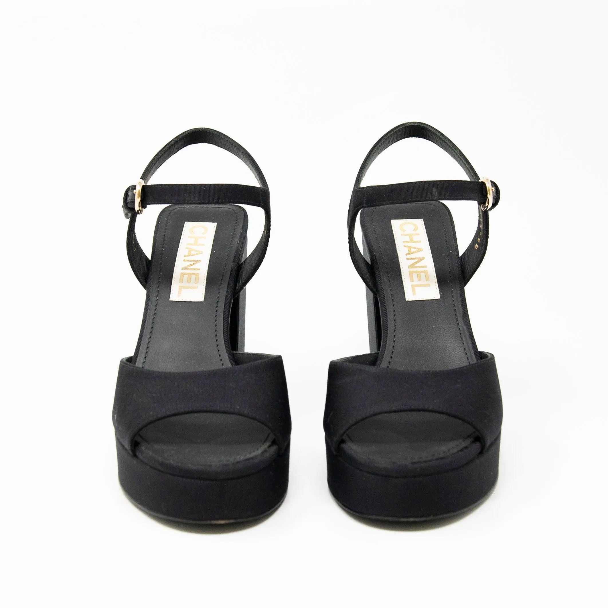Chanel Black 22S Runway CC Platform Sandals 36.5