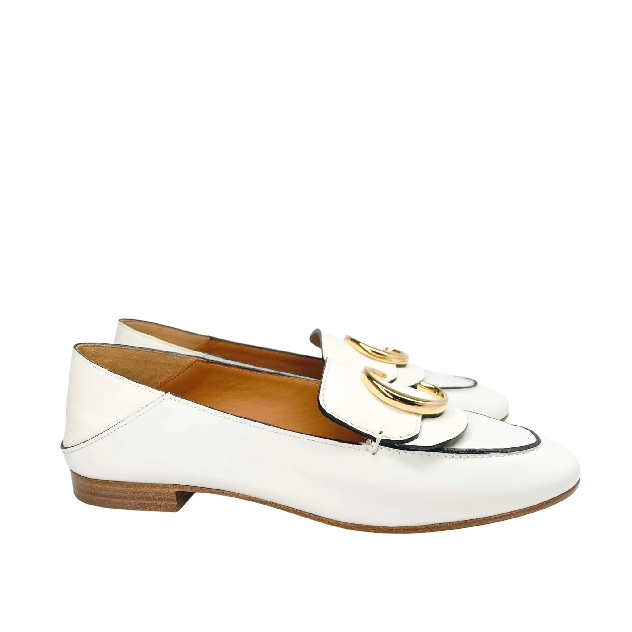 Chloe C Loafers in White Patent Leather