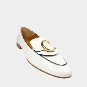 Chloe C Loafers in White Patent Leather