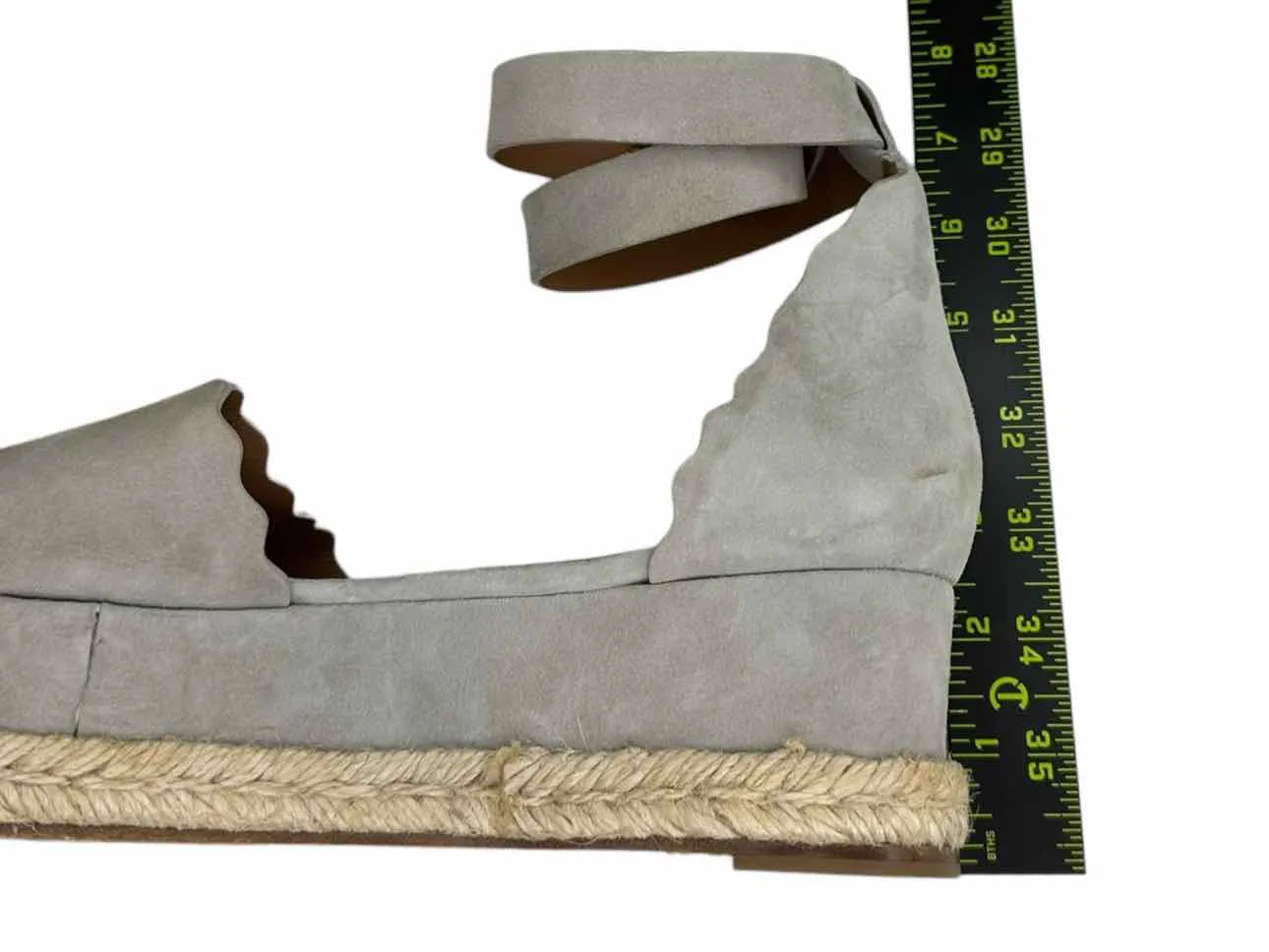 Chloe Gray Suede LAUREN Espadrille Sandals Size 40