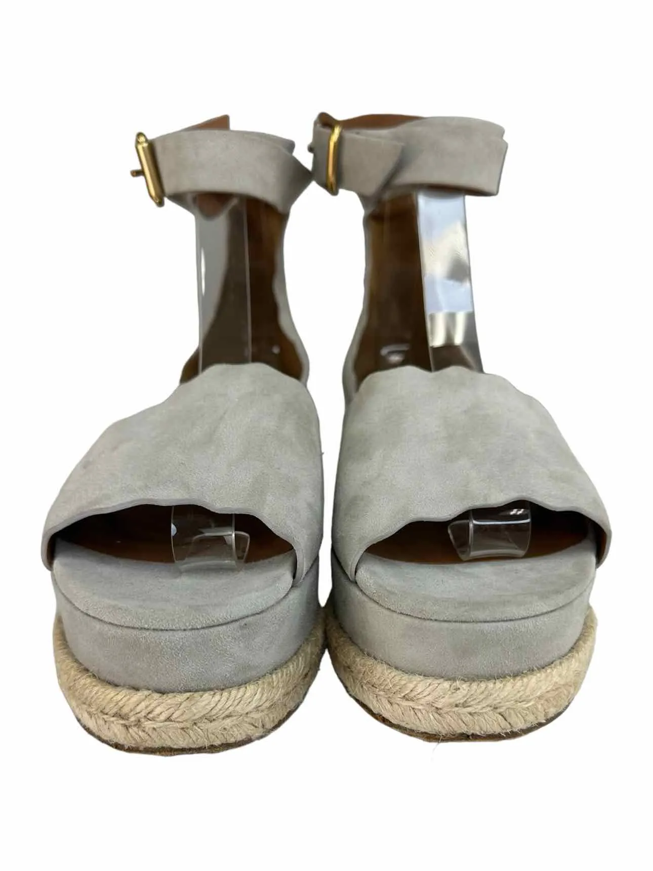 Chloe Gray Suede LAUREN Espadrille Sandals Size 40