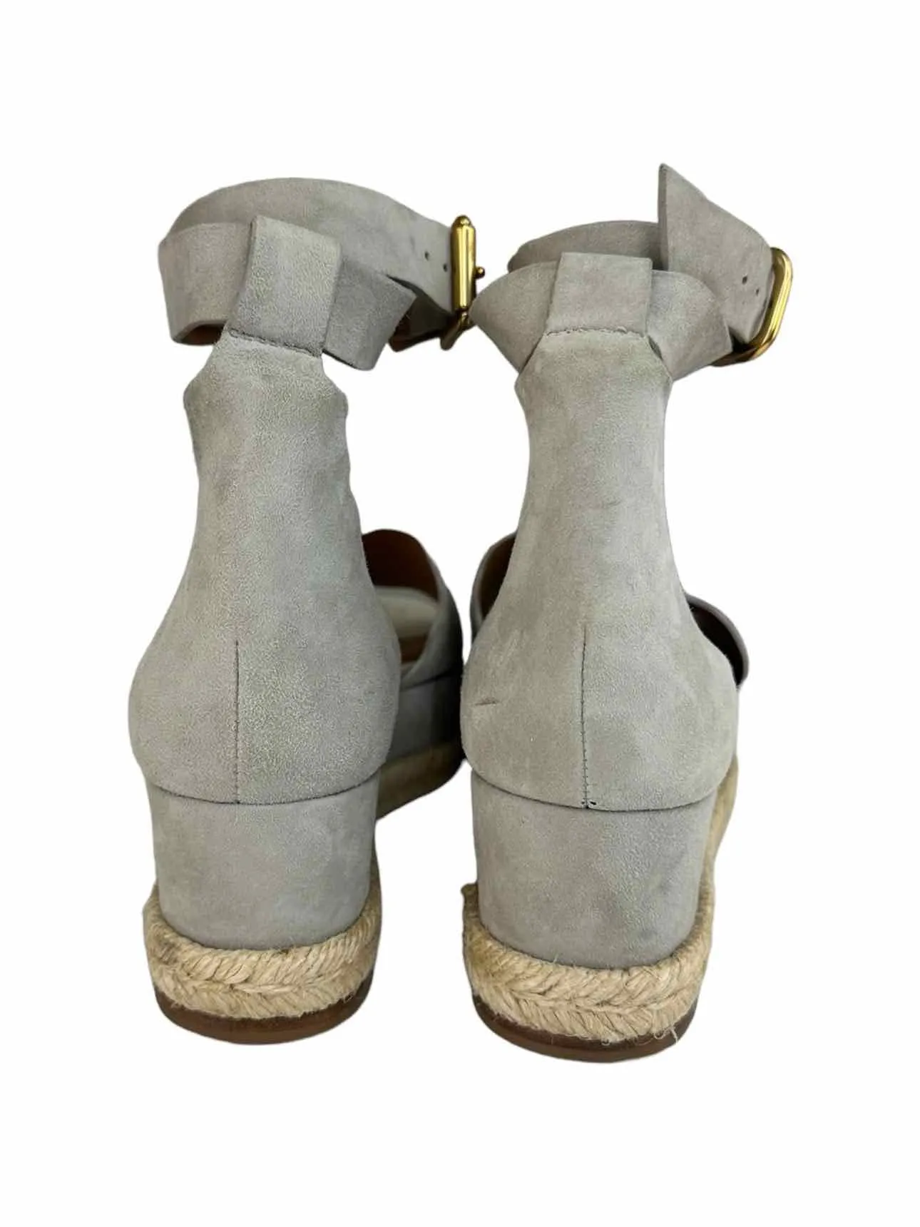 Chloe Gray Suede LAUREN Espadrille Sandals Size 40