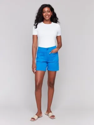 Coastal Blue Shorts with Patch Pockets