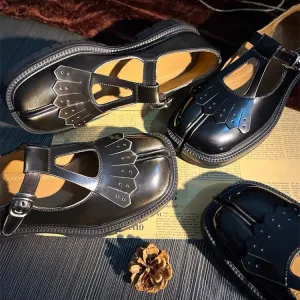DAIIIBABYYY  -   Tabis Shoes Mary Janes For Women Size 42 2025 New Black Leather Split Toe Flats Loafers Mary Jane Platform Shoes