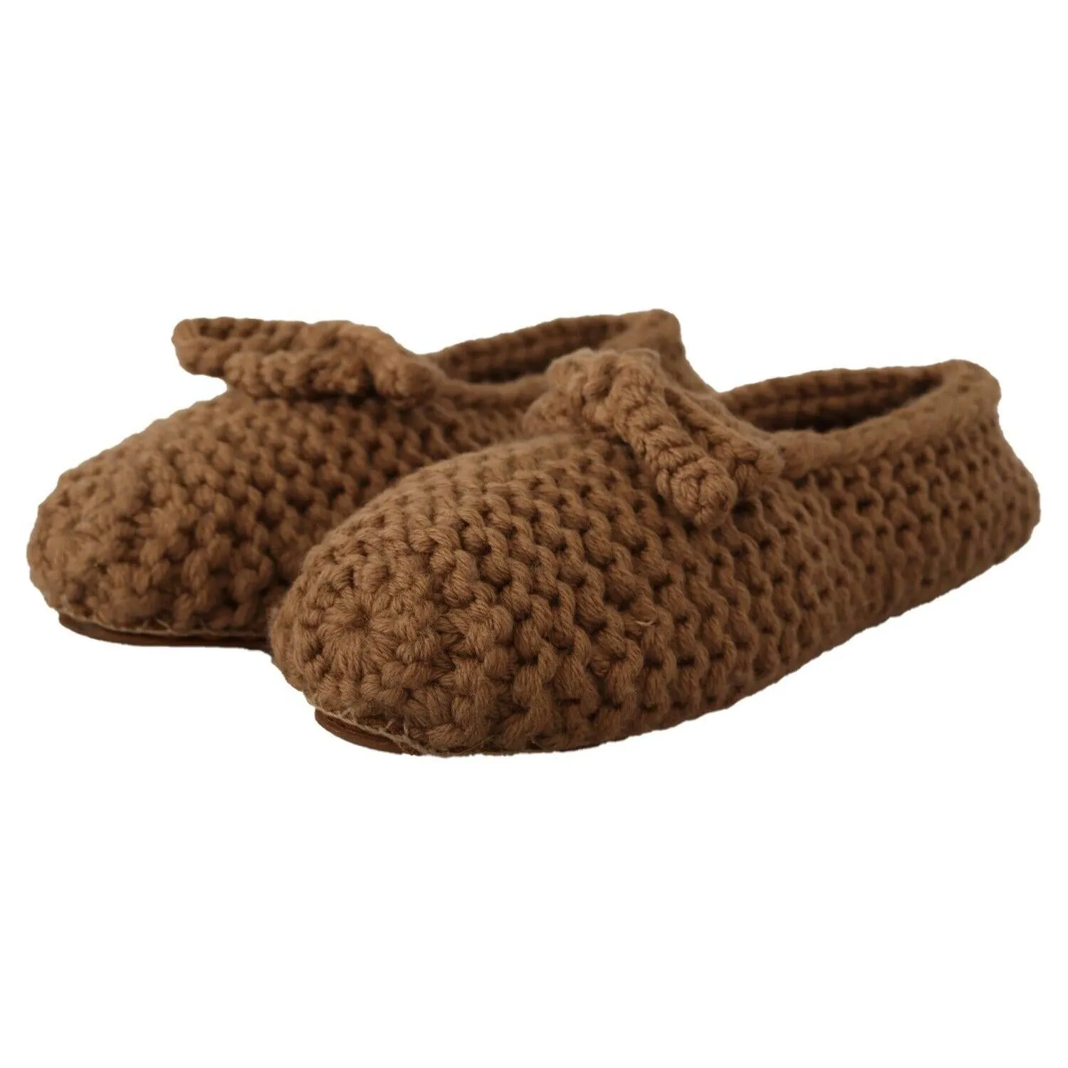 Dolce & Gabbana Elegant Wool Knit Ballerina Flats in Brown