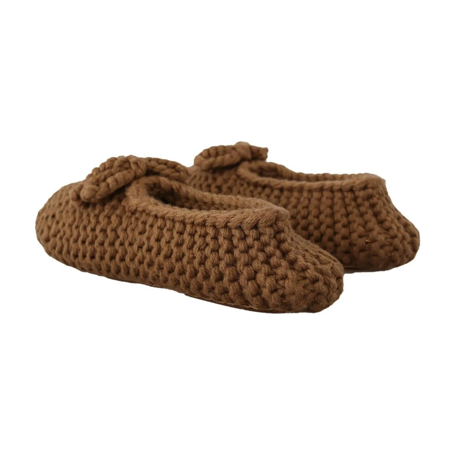 Dolce & Gabbana Elegant Wool Knit Ballerina Flats in Brown