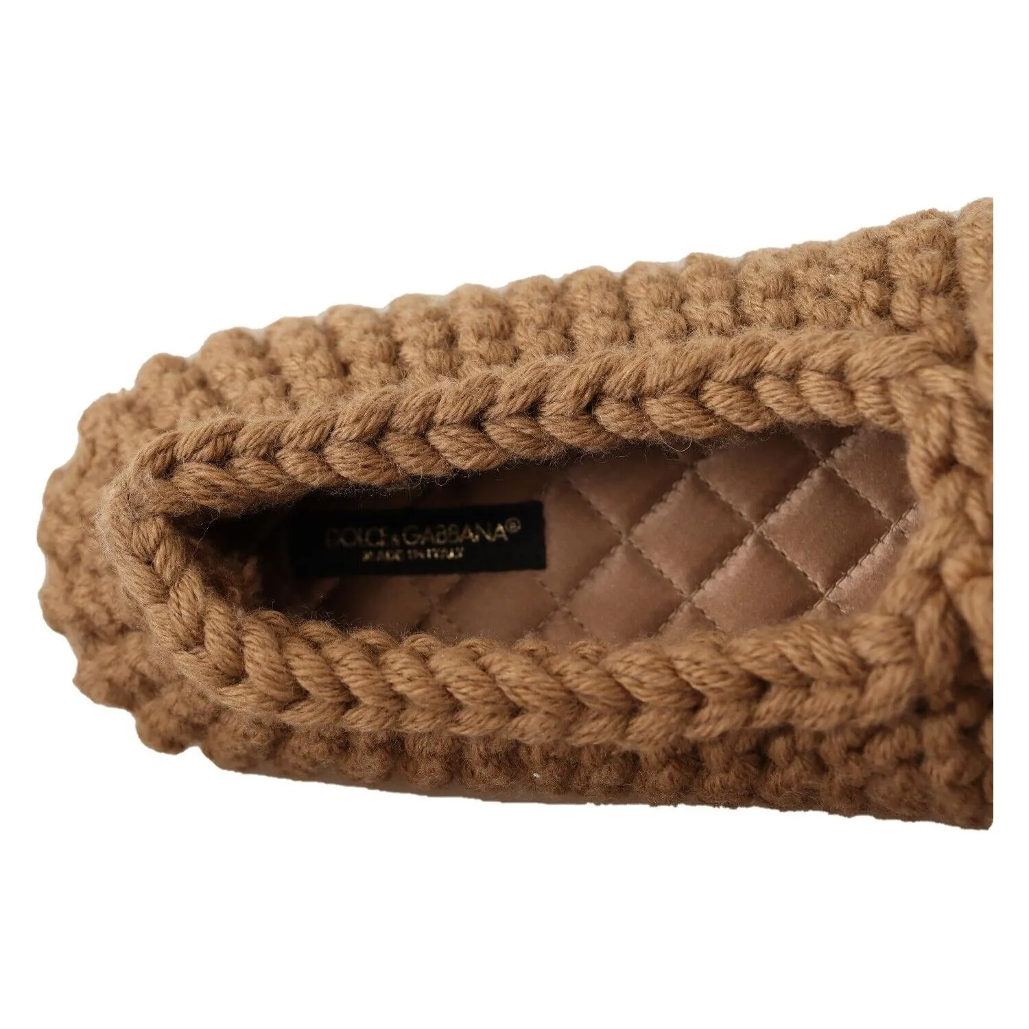Dolce & Gabbana Elegant Wool Knit Ballerina Flats in Brown