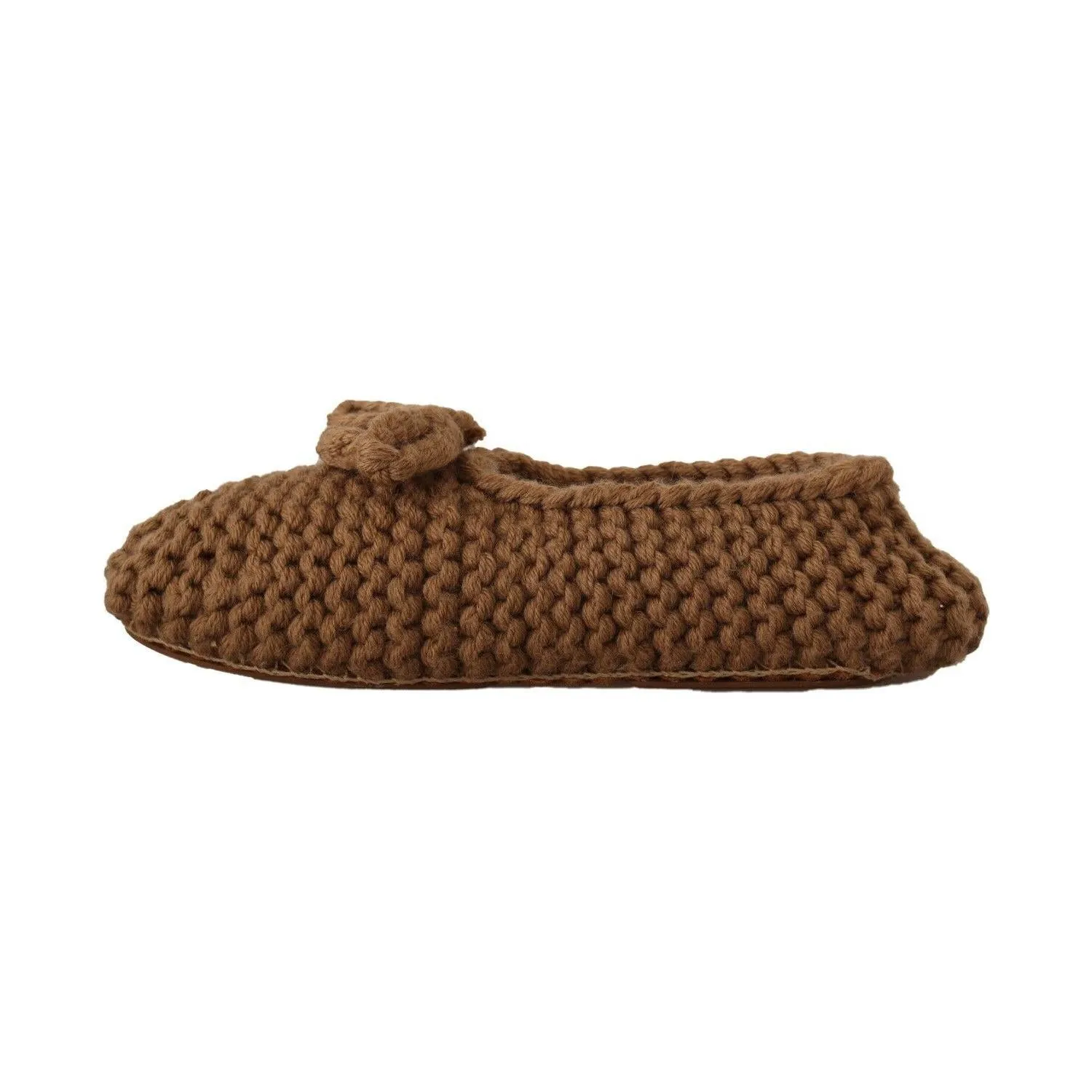 Dolce & Gabbana Elegant Wool Knit Ballerina Flats in Brown