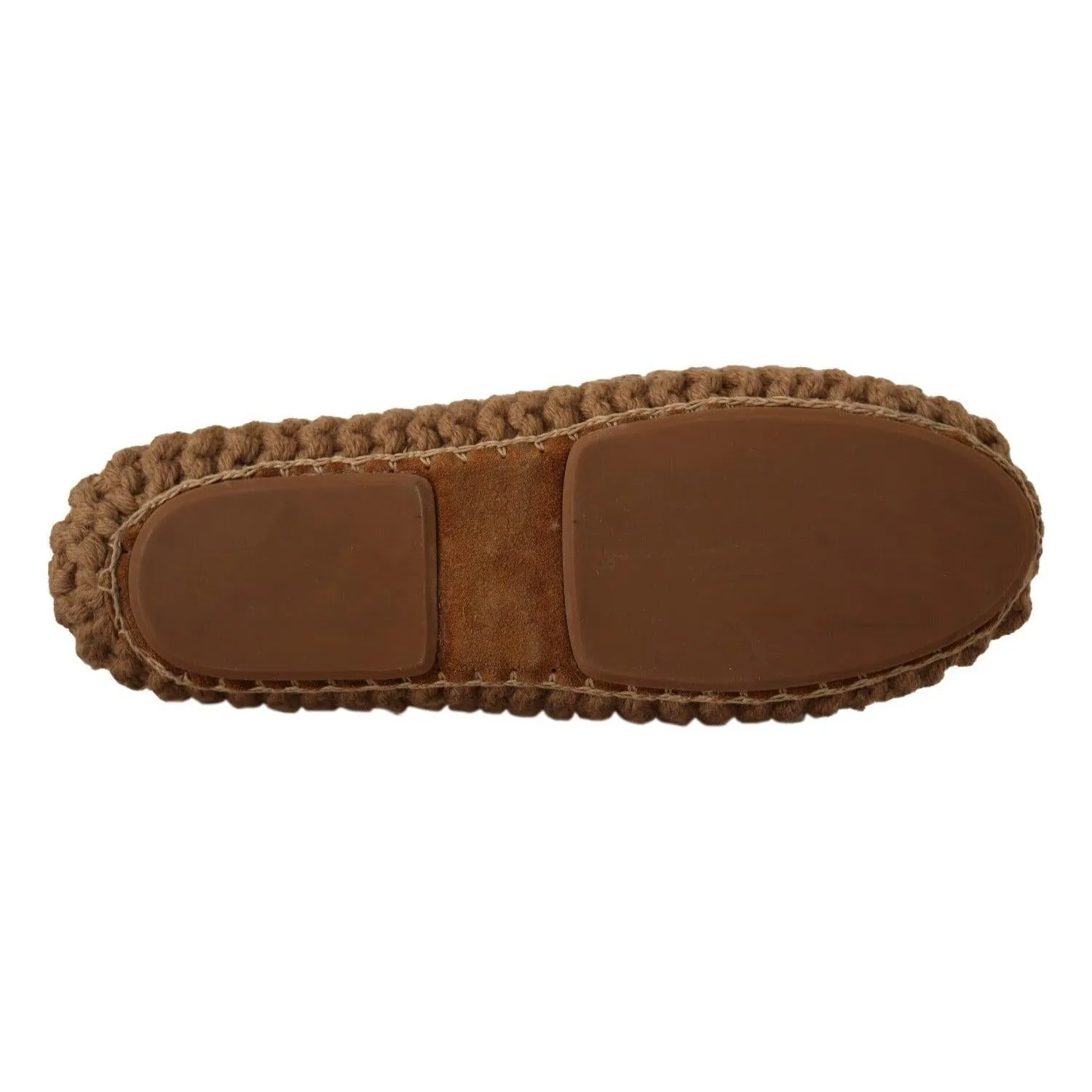 Dolce & Gabbana Elegant Wool Knit Ballerina Flats in Brown