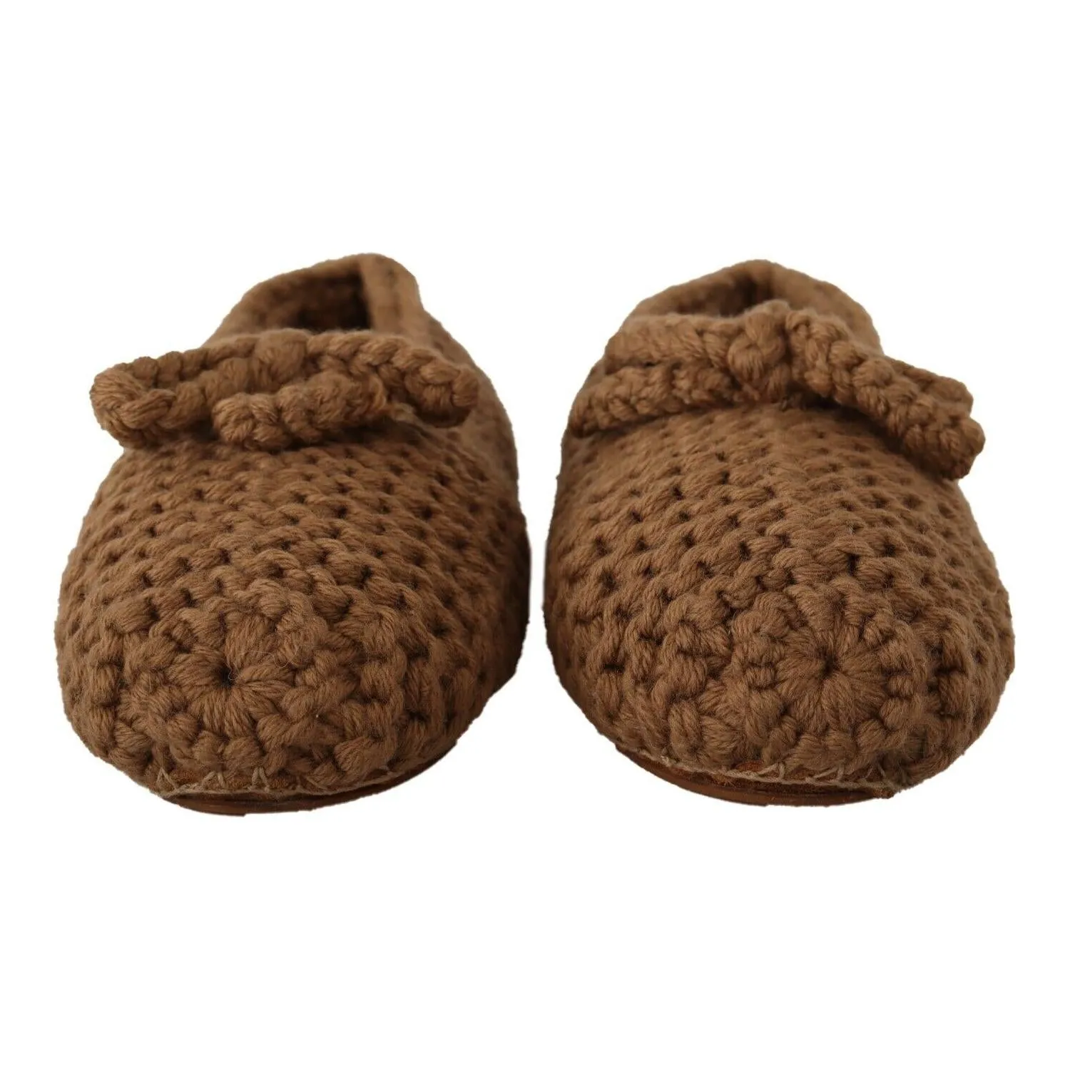 Dolce & Gabbana Elegant Wool Knit Ballerina Flats in Brown