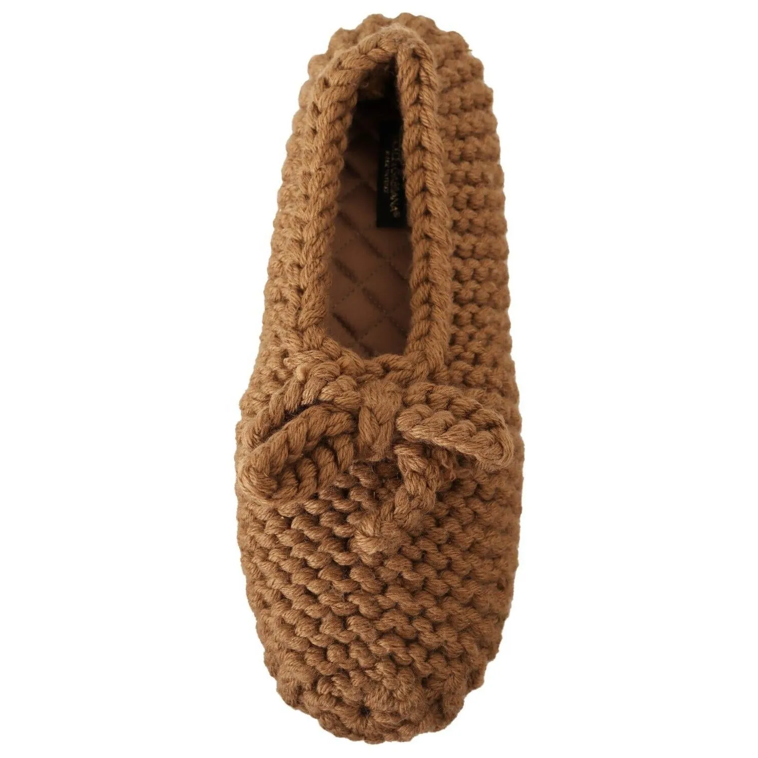 Dolce & Gabbana Elegant Wool Knit Ballerina Flats in Brown