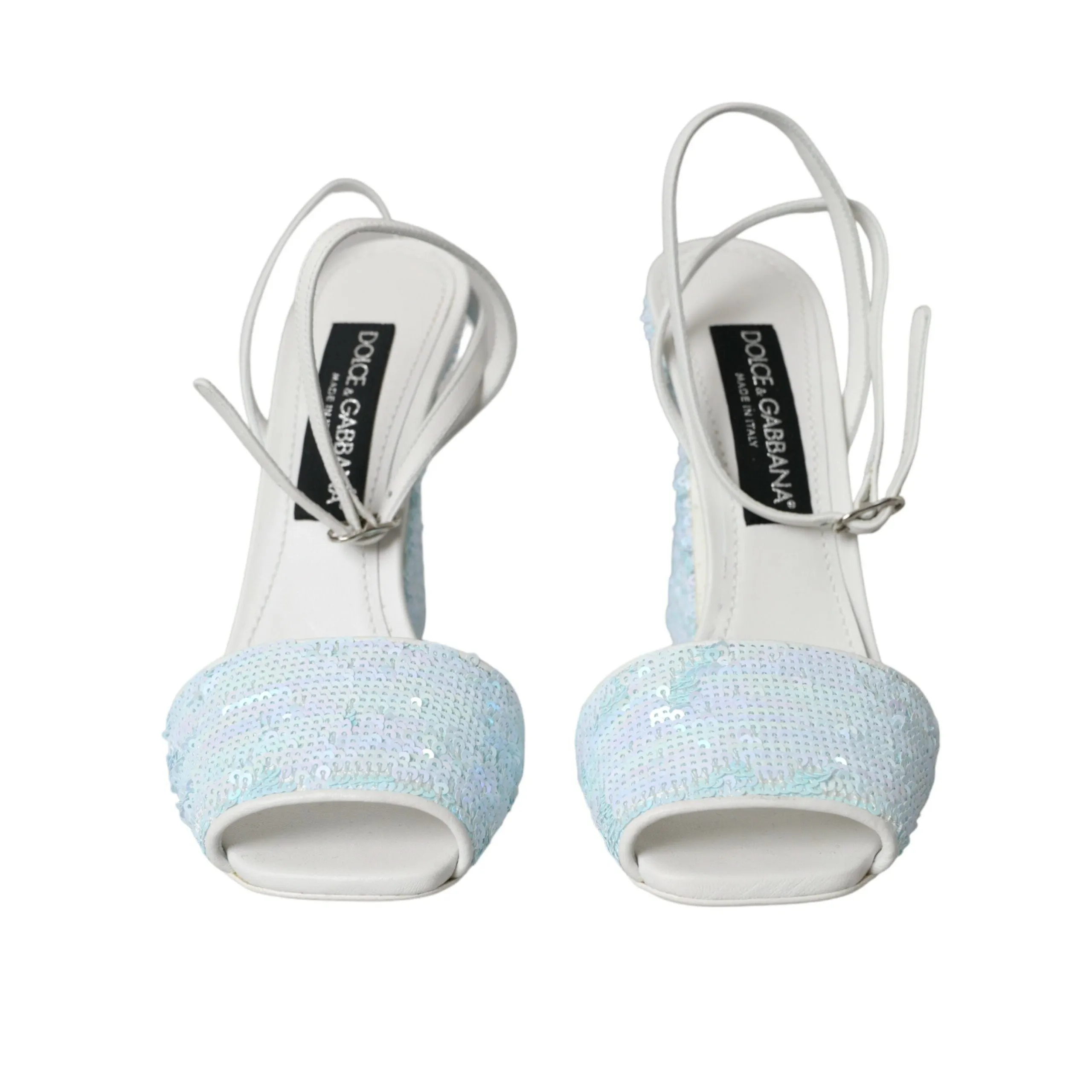 Dolce & Gabbana Light Blue Sequin Ankle Strap Sandals Shoes
