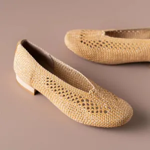ERIC MICHAEL OLIVIA WOVEN FLATS IN TAN