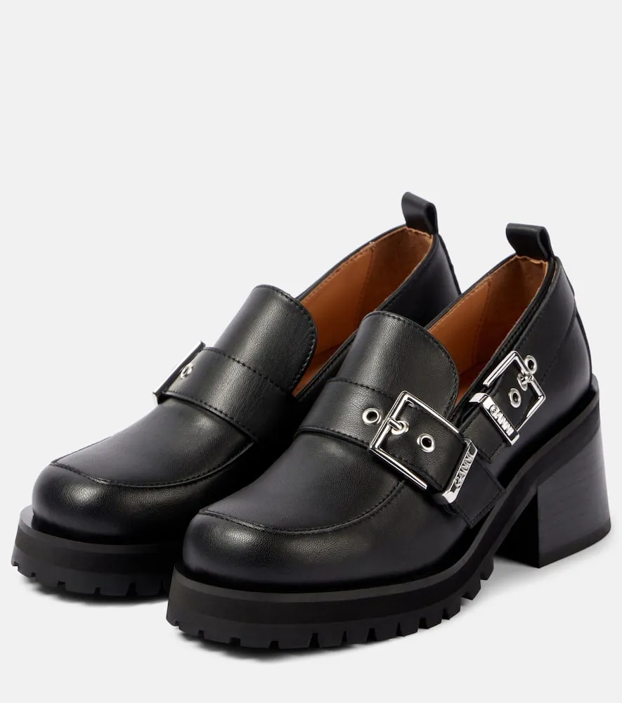 Ganni Feminine faux leather platform loafers
