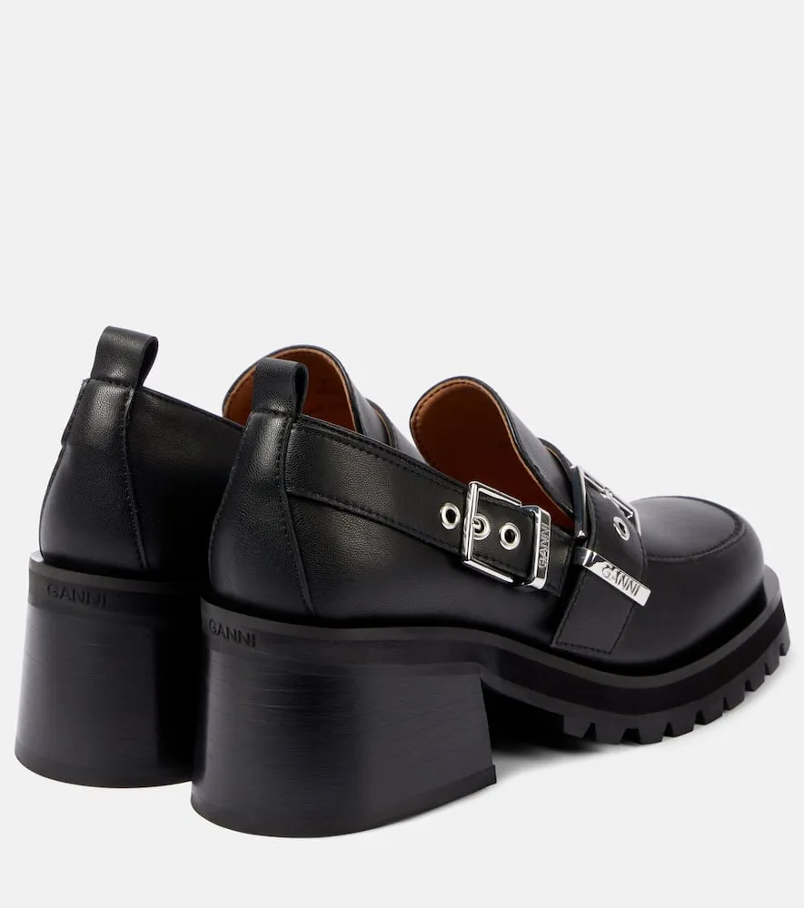 Ganni Feminine faux leather platform loafers