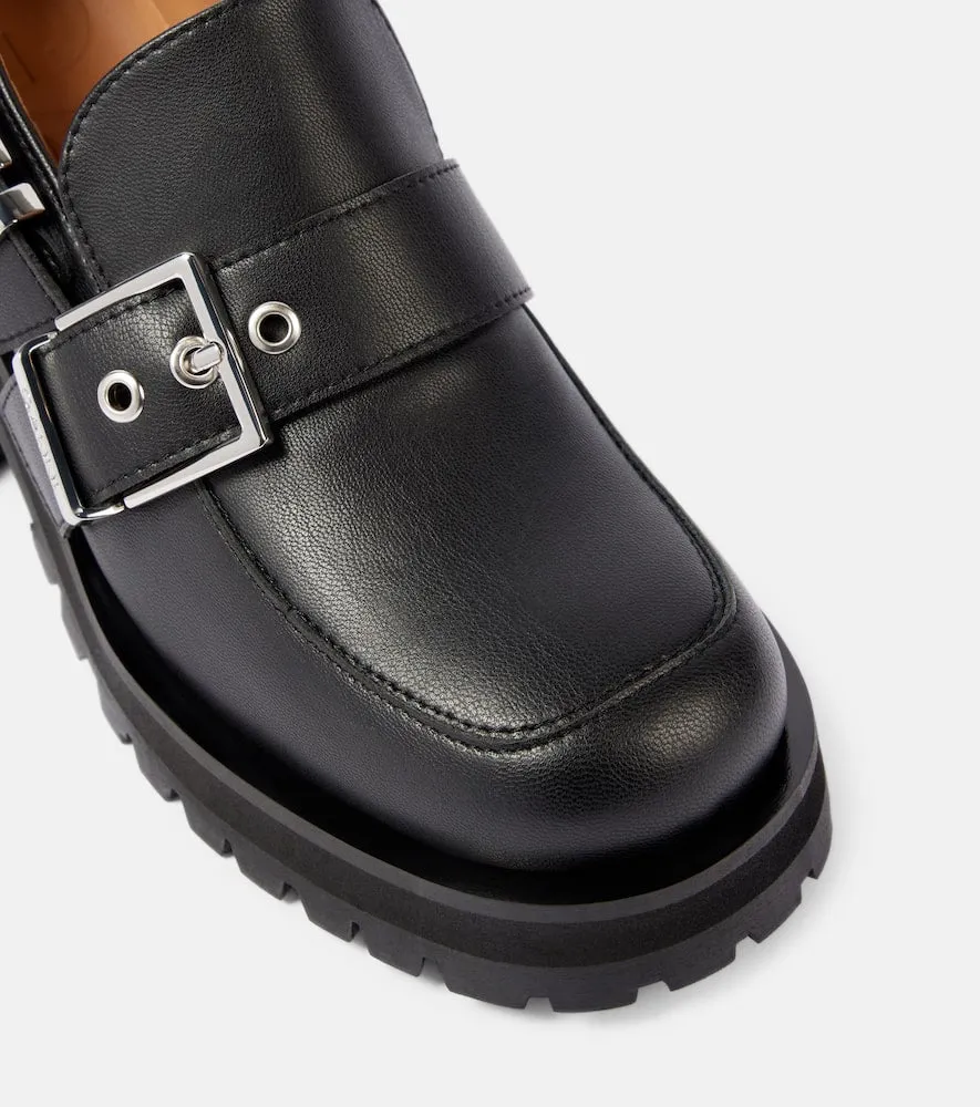 Ganni Feminine faux leather platform loafers