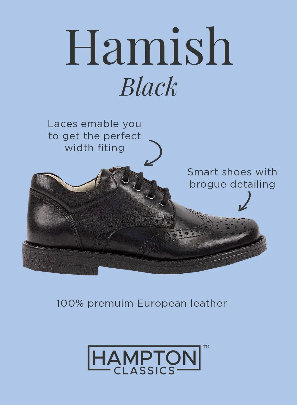 Hampton Classics Hamish School Shoes in Black
