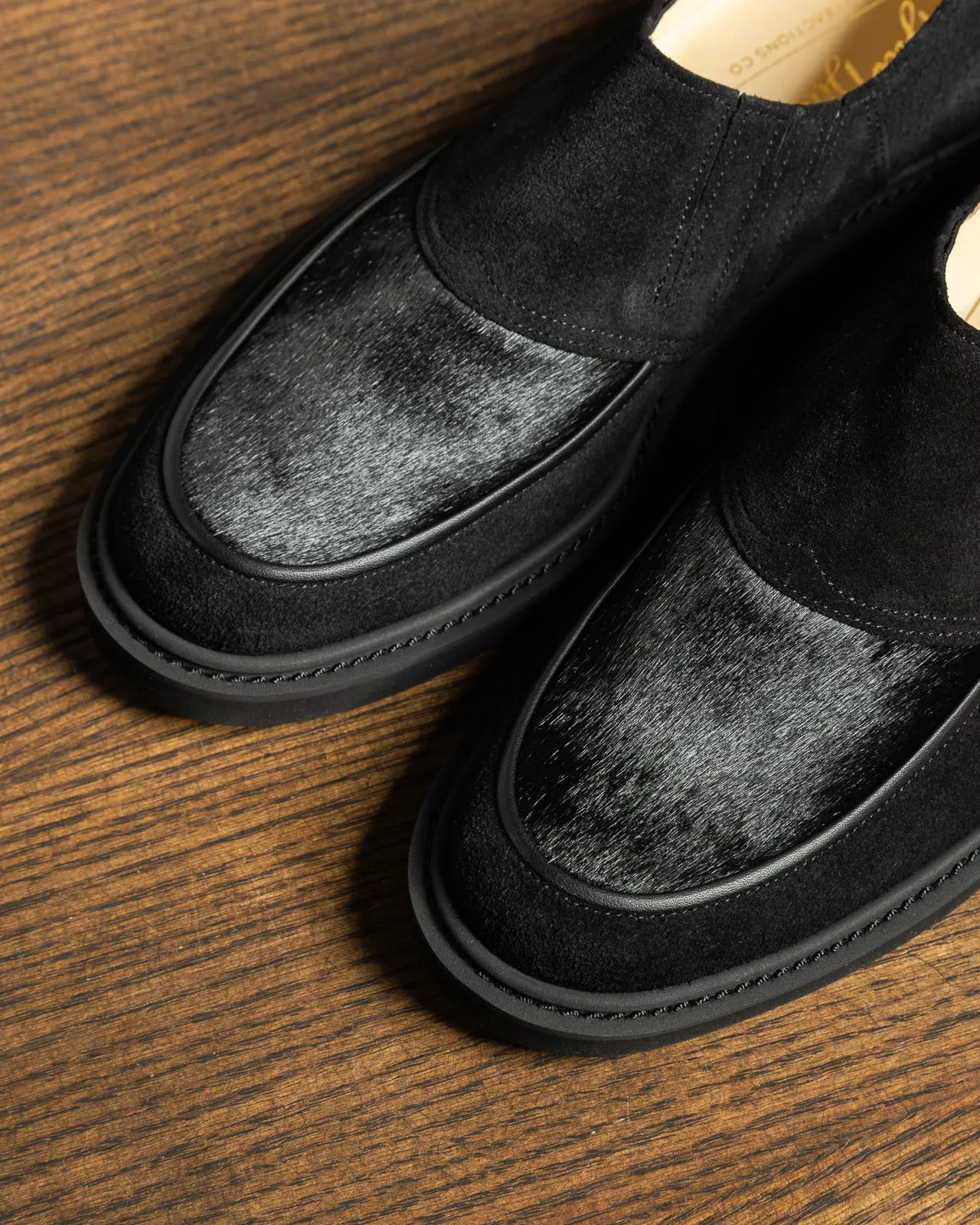 Horsehair Vamp Slip-On Shoes - Black