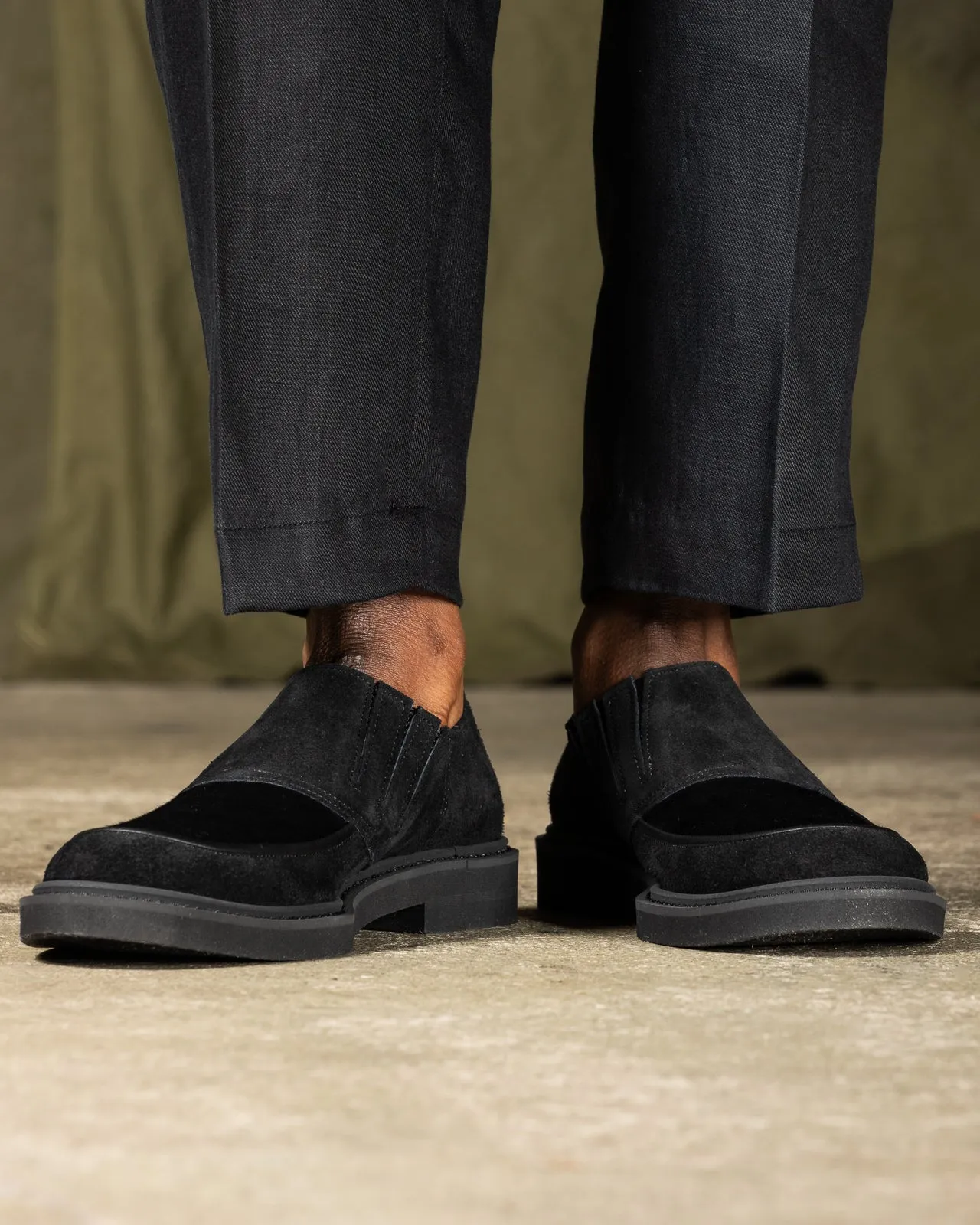 Horsehair Vamp Slip-On Shoes - Black