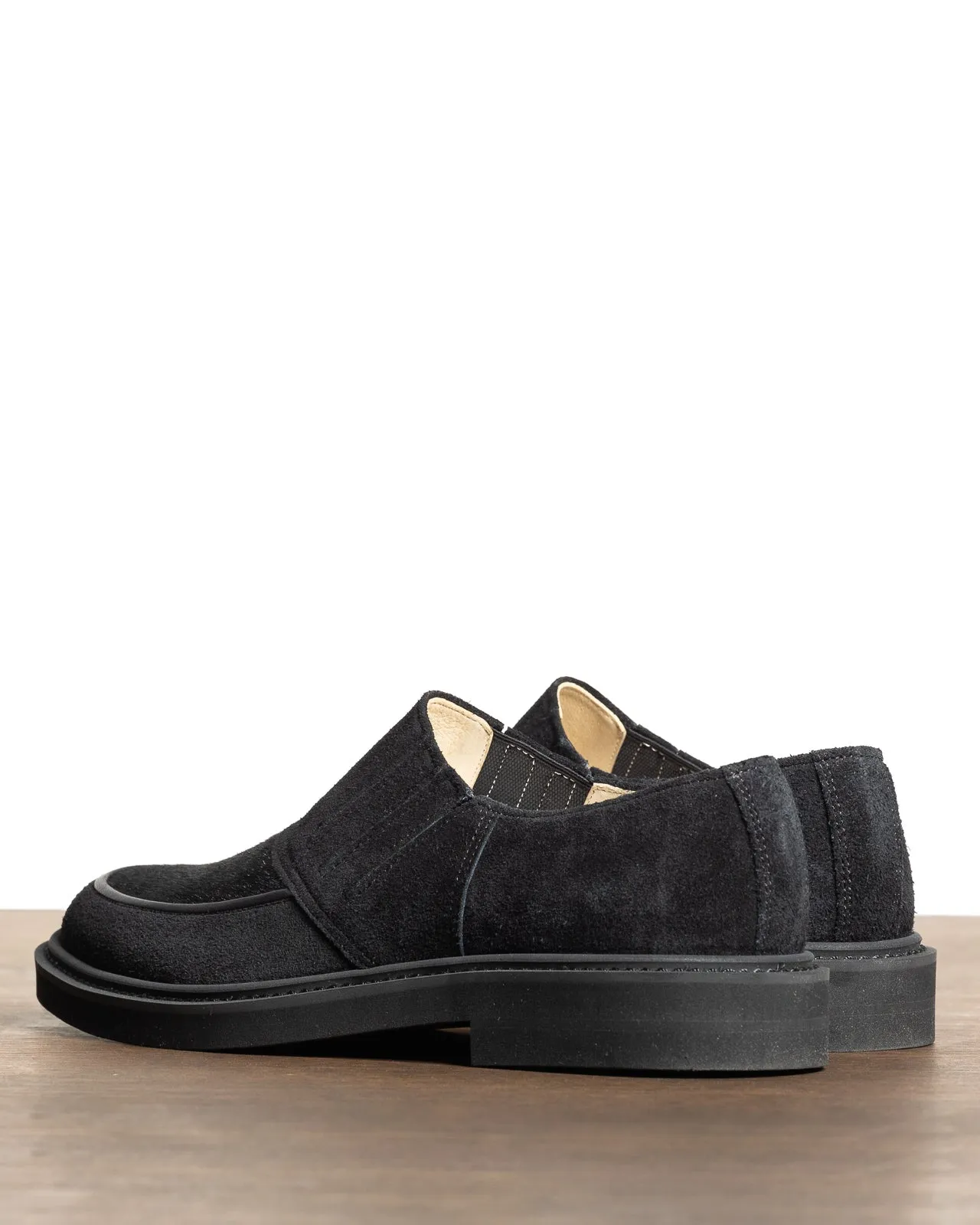Horsehair Vamp Slip-On Shoes - Black