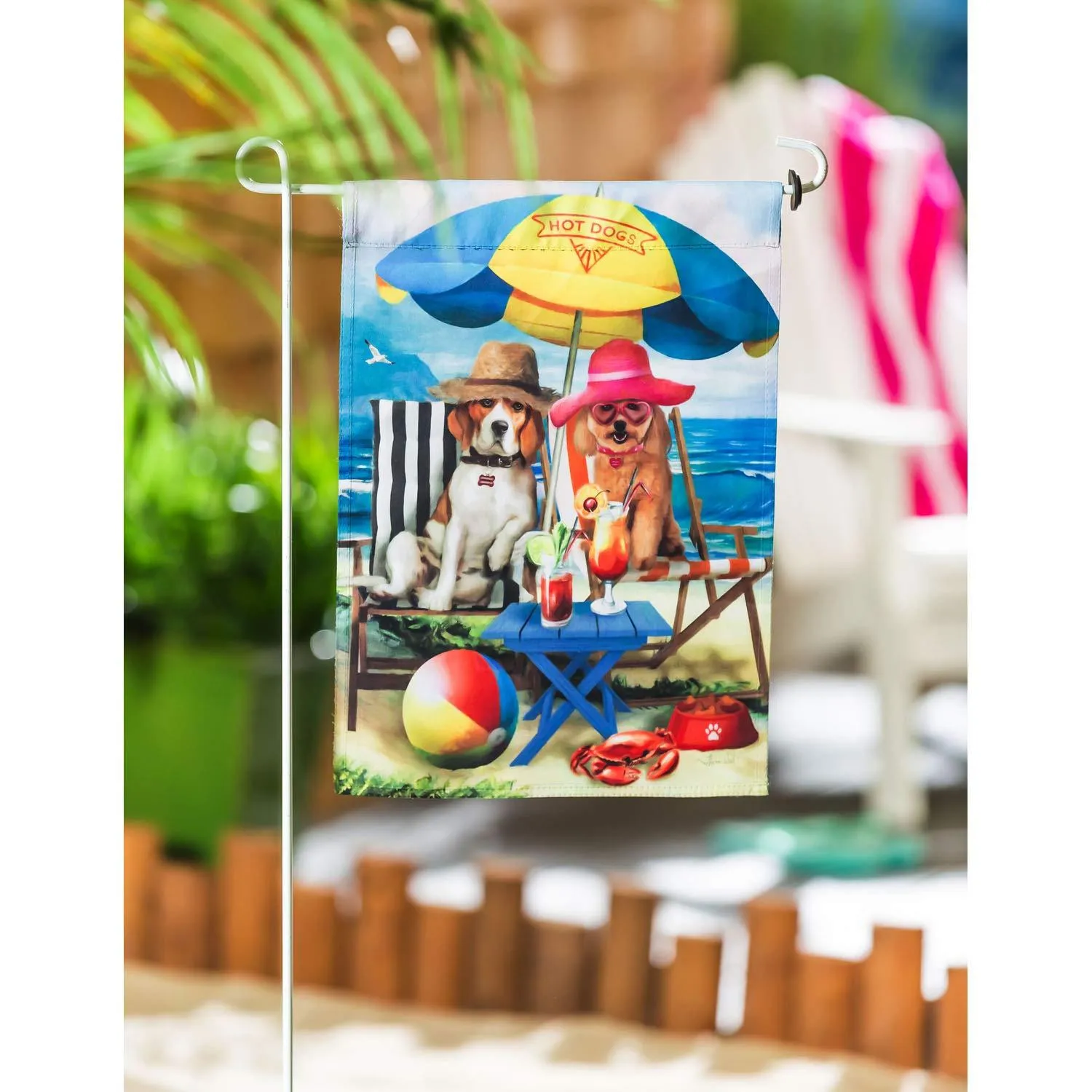 Hot Dogs On The Beach Garden Flag