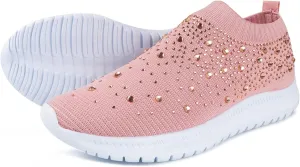 Lausiuoe Running Shoes For Women Arch Support Slip On Breathable Walking Shoes Fashion Sneakers Gym Workout Tennis Shoes