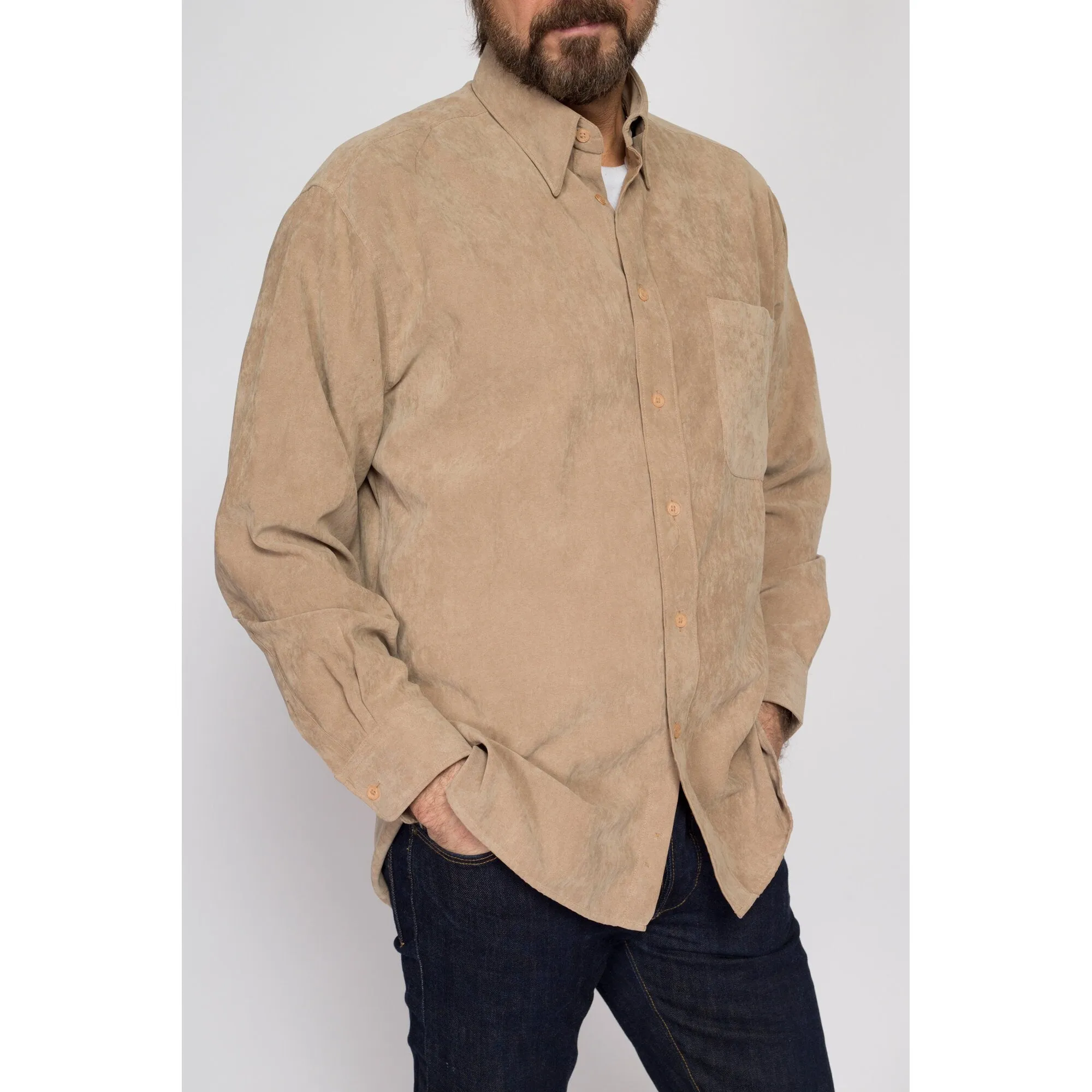 Medium 80s Tan Ultrasuede Shirt