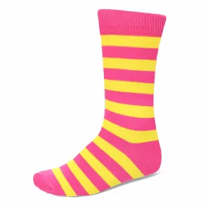 Men's Hot Pink and Yellow Striped Socks