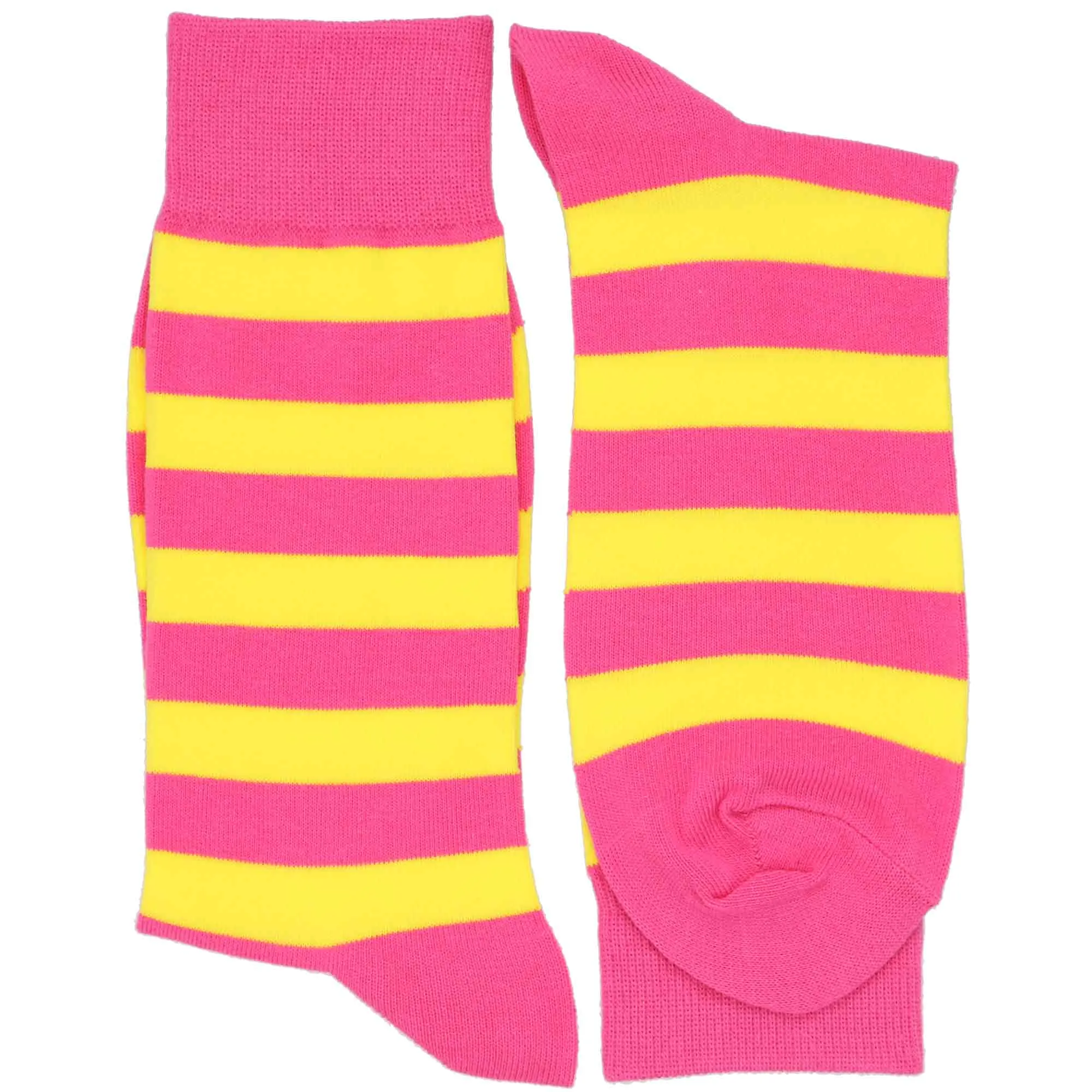 Men's Hot Pink and Yellow Striped Socks
