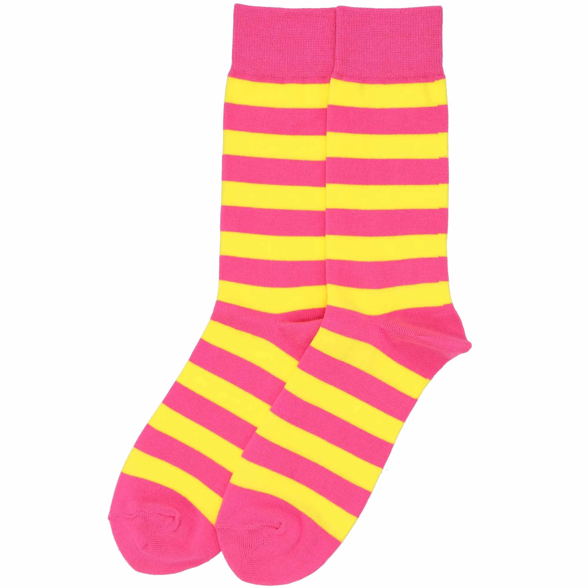 Men's Hot Pink and Yellow Striped Socks