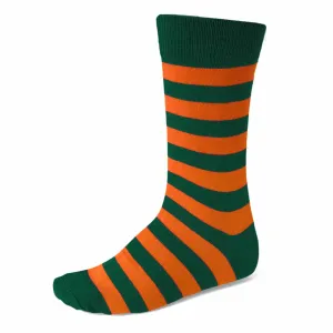 Men's Hunter Green and Orange Striped Socks