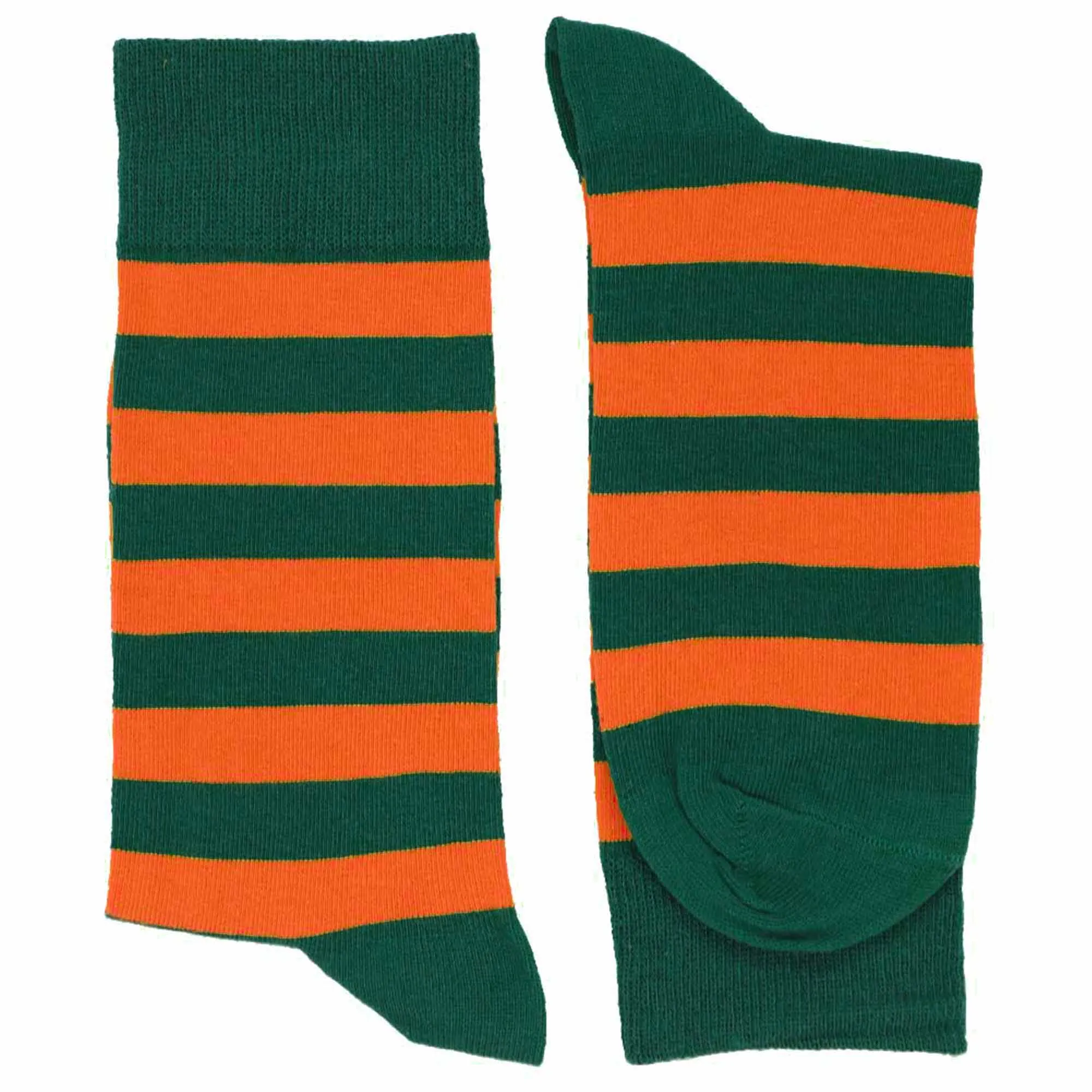 Men's Hunter Green and Orange Striped Socks