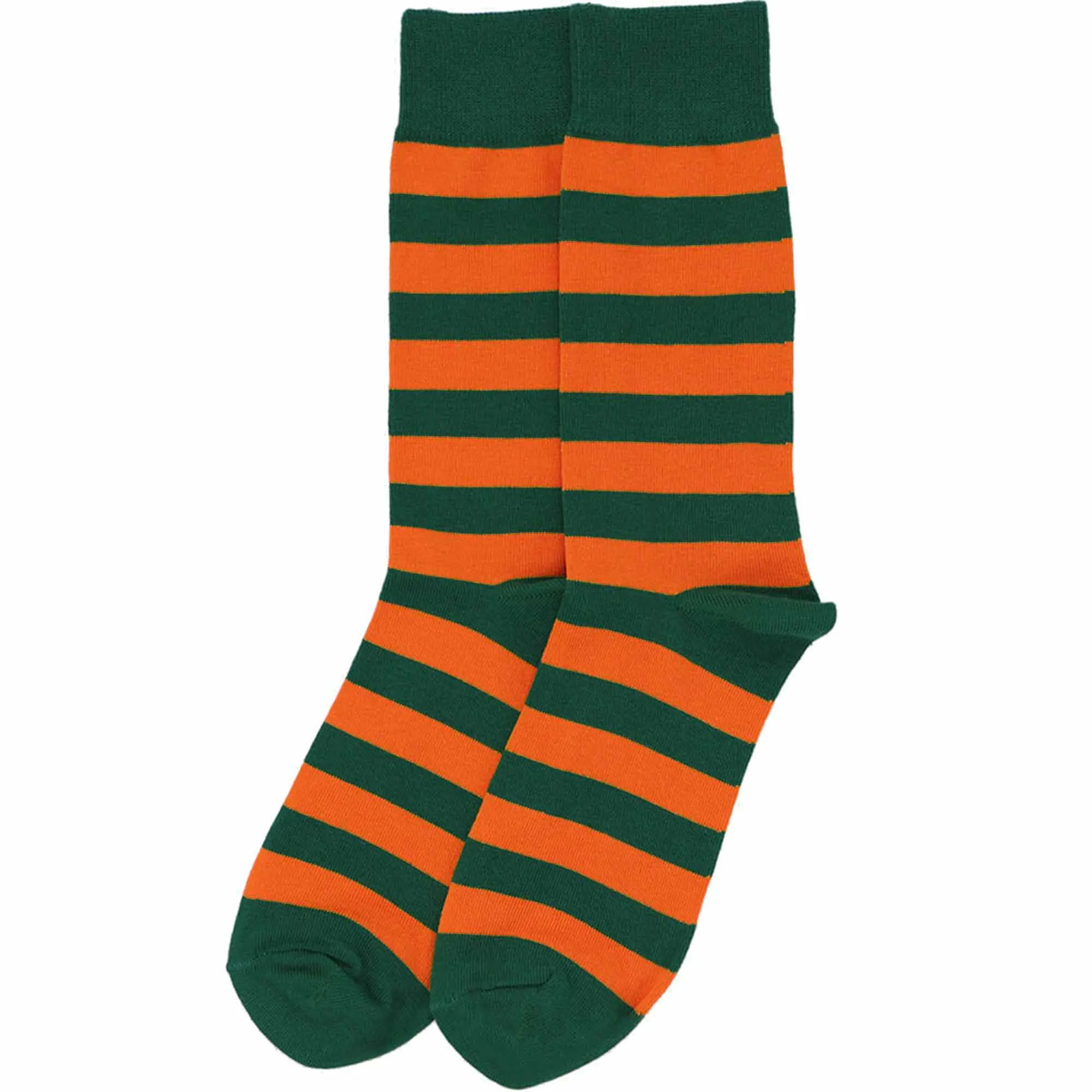 Men's Hunter Green and Orange Striped Socks