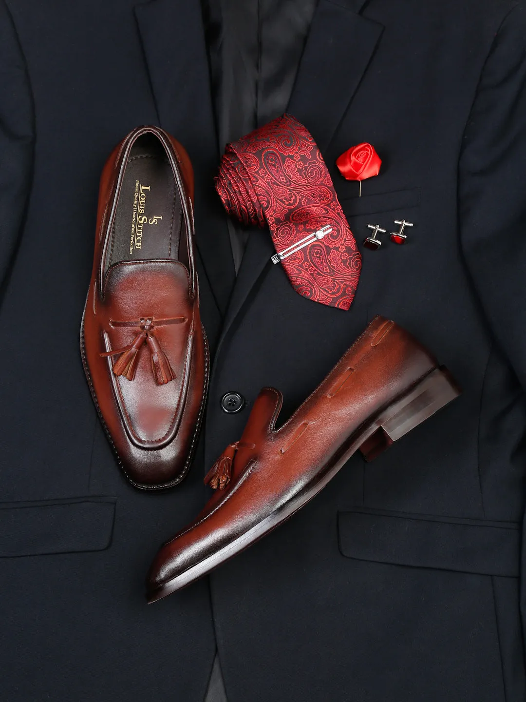 Men's Premium Italian Leather Tan Moccasins