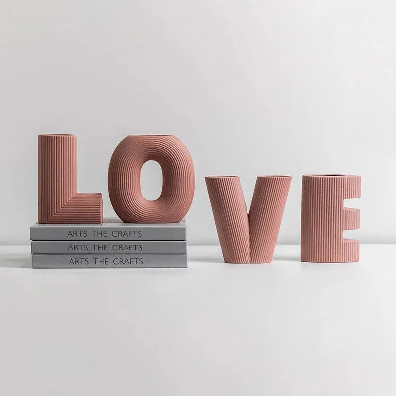 Nordic Ceramic Love Letters Vase Set (4 pcs)